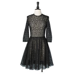 Dentelle noire transparente sur fond de tulle Christian Dior