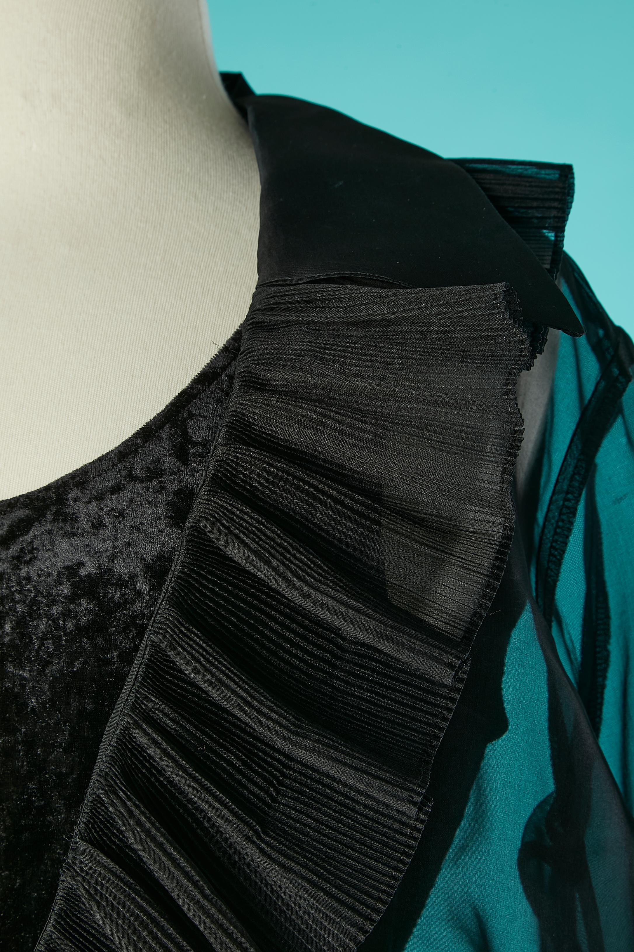 Nero Body-shirt nera trasparente e in velluto CACHÉ in vendita