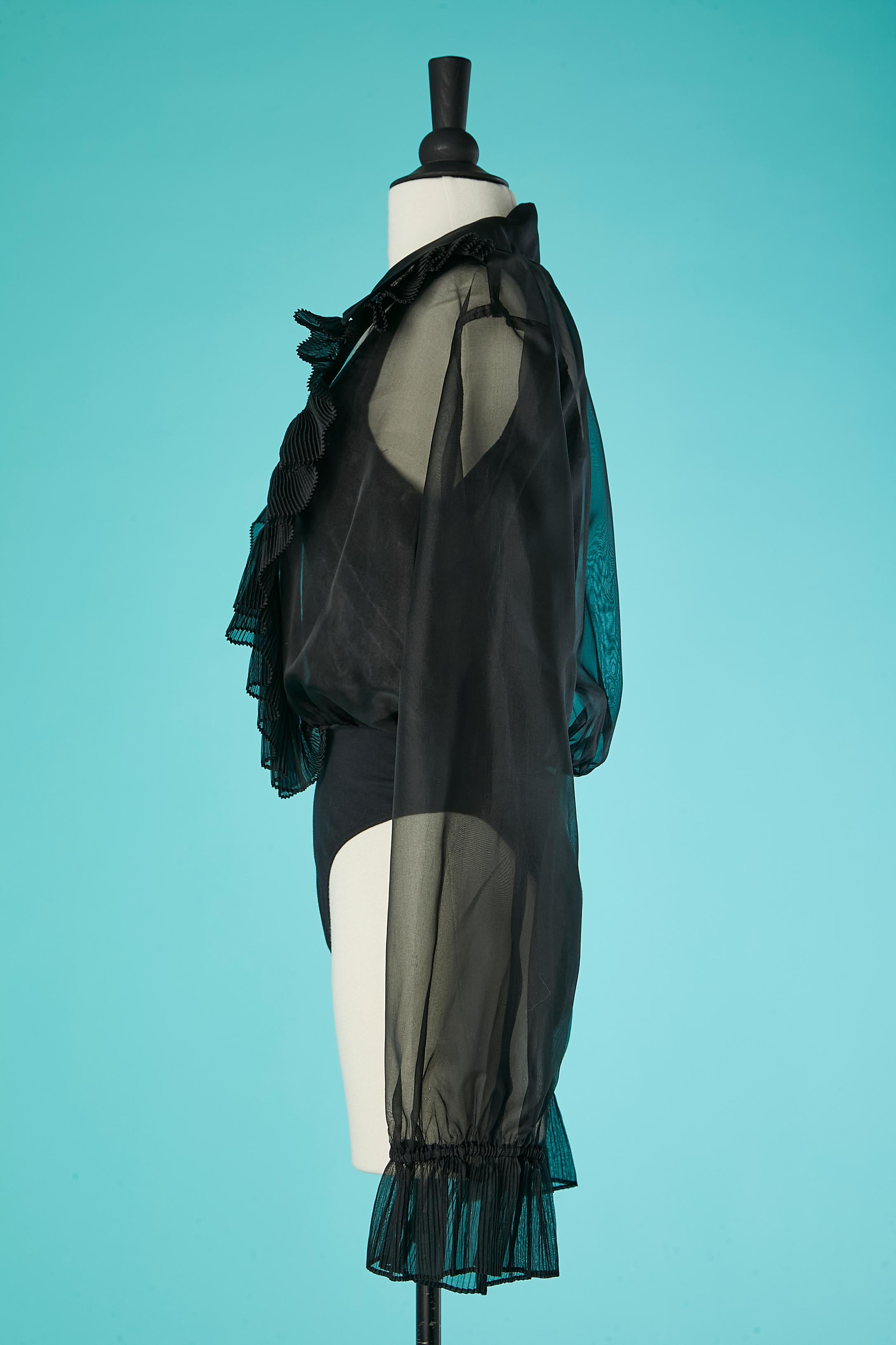 Donna Body-shirt nera trasparente e in velluto CACHÉ in vendita
