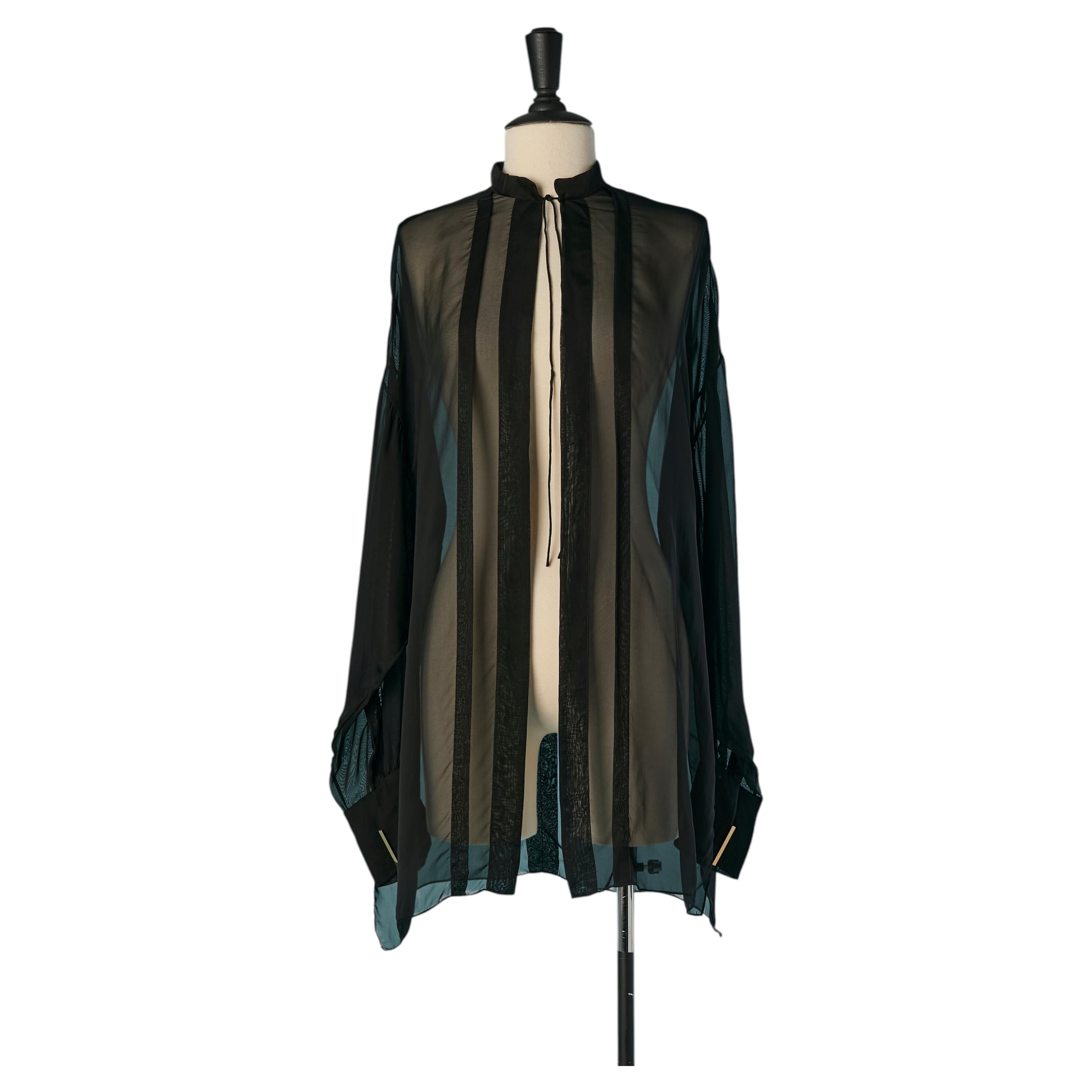 Camicia nera in chiffon trasparente ALEXANDRE VAUTHIER in vendita