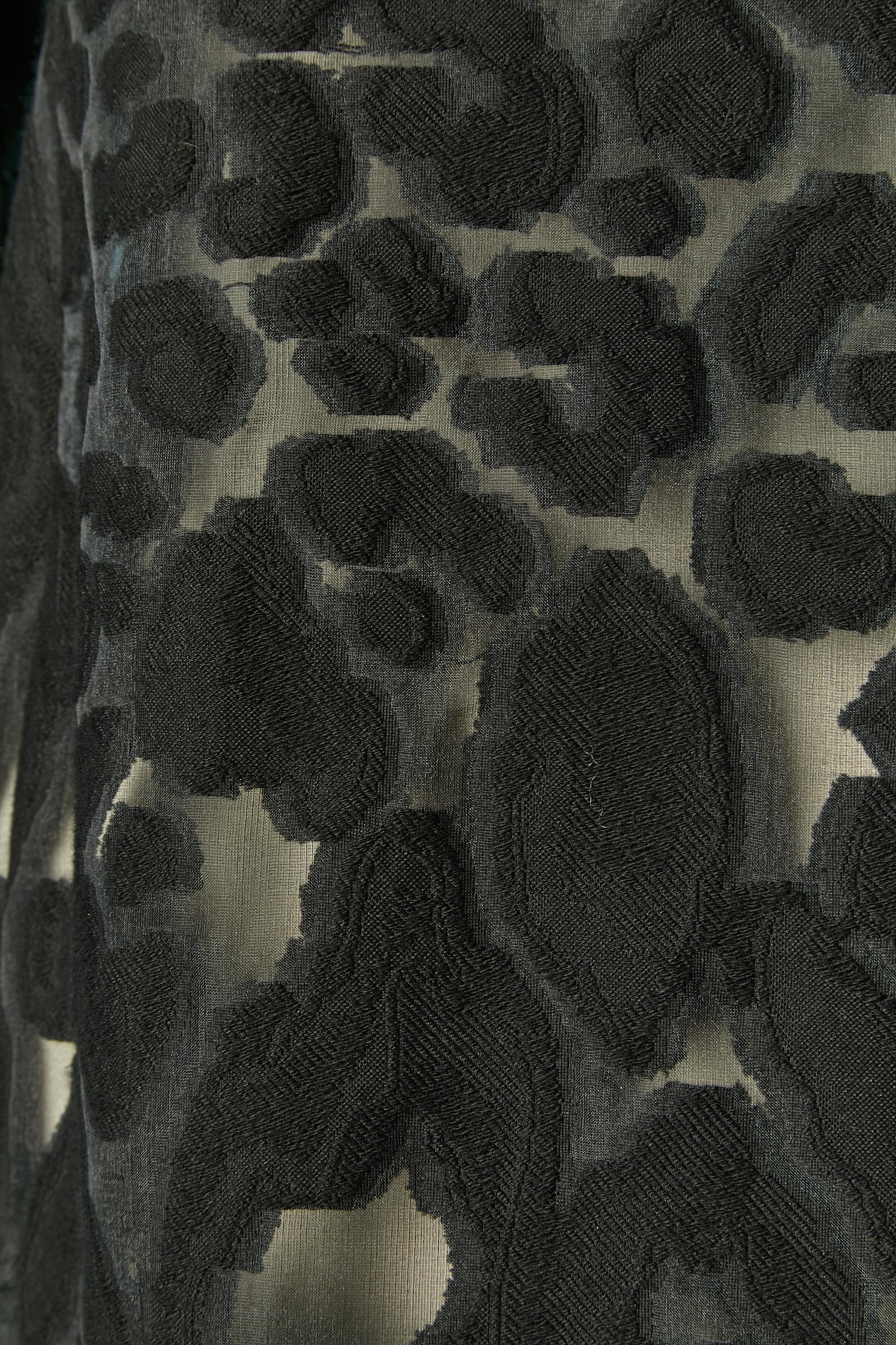 Black see-through cocktail dress made of dévoré and velvet edge VERSACE In Excellent Condition For Sale In Saint-Ouen-Sur-Seine, FR