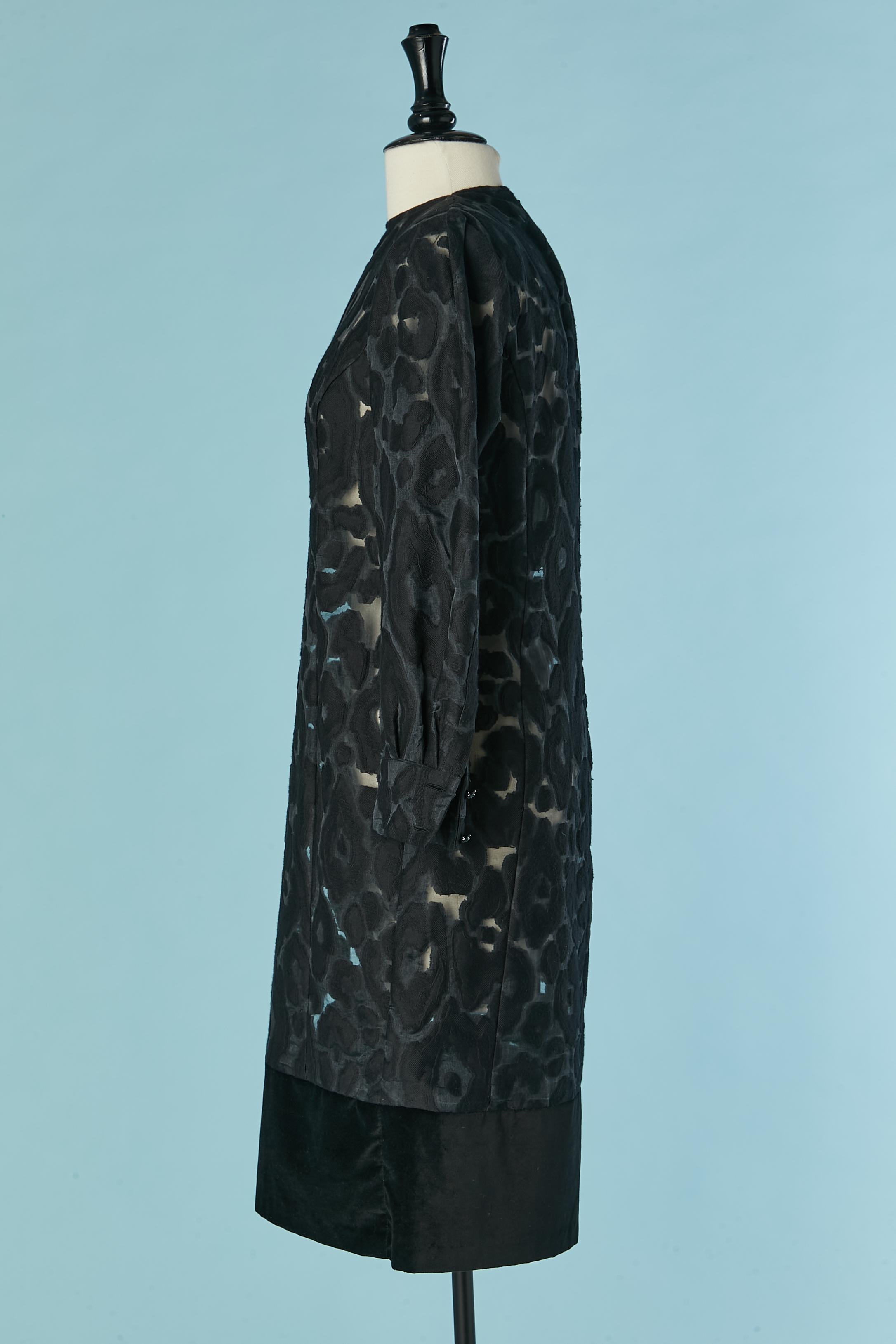 Women's Black see-through cocktail dress made of dévoré and velvet edge VERSACE For Sale