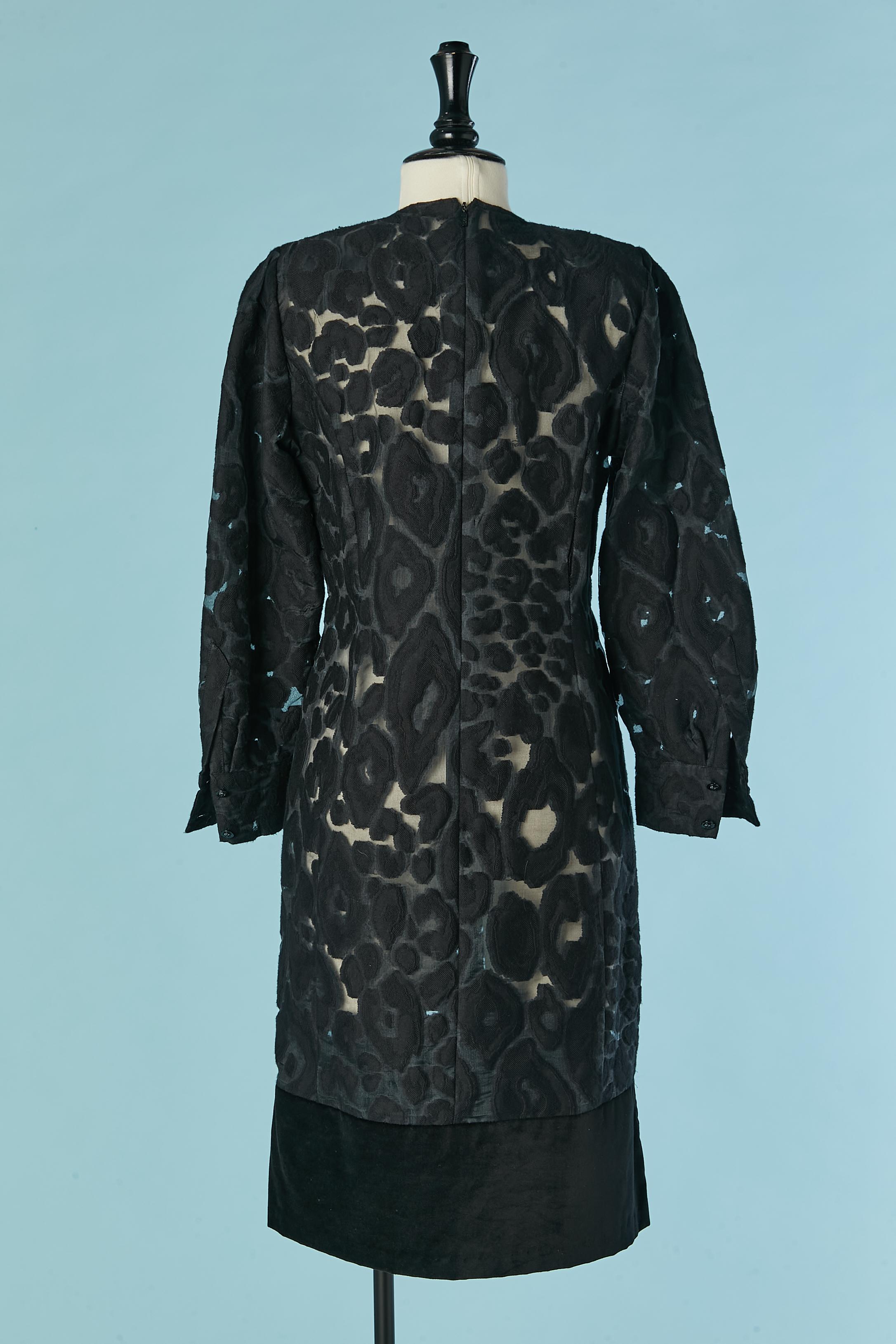 Black see-through cocktail dress made of dévoré and velvet edge VERSACE For Sale 1