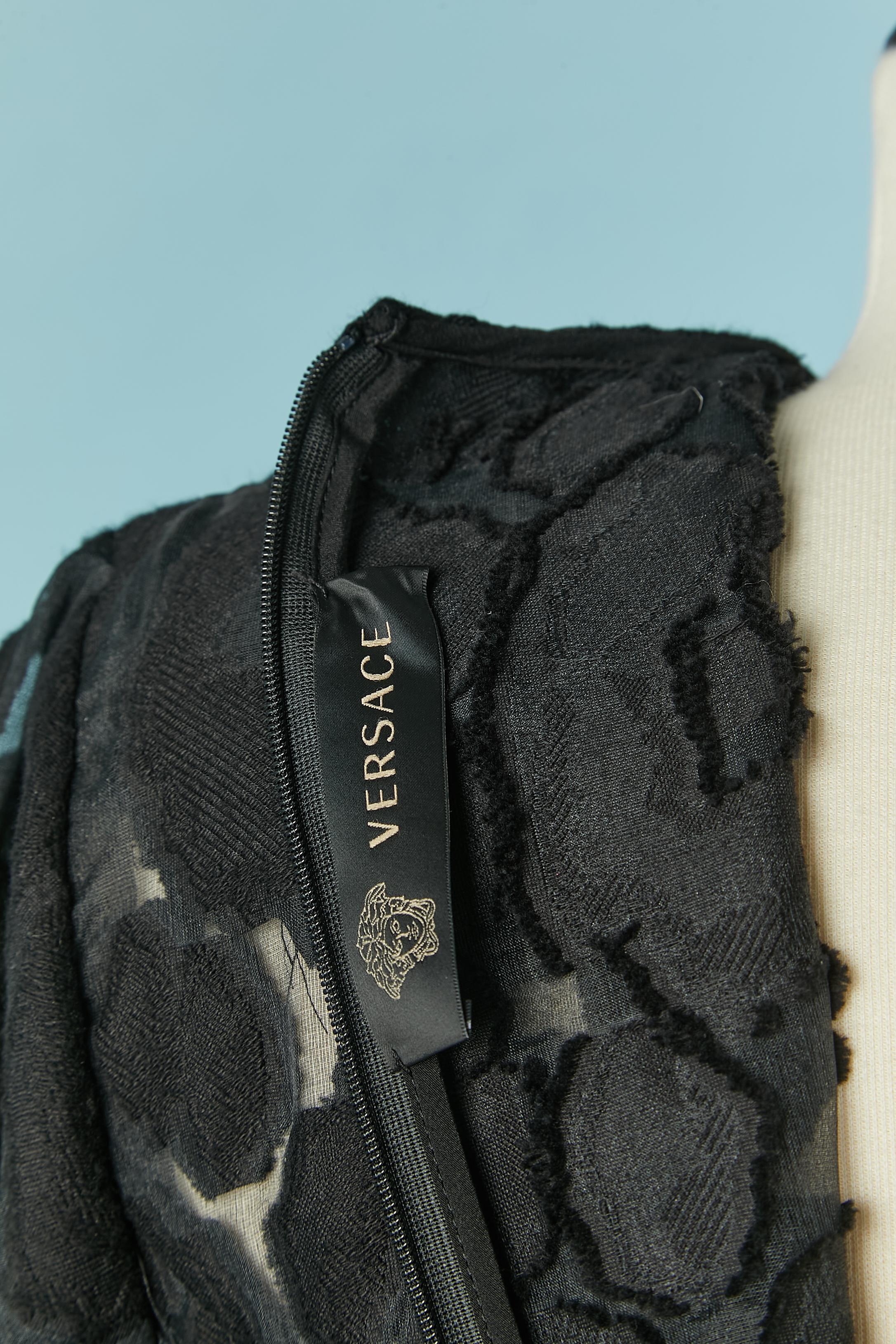 Black see-through cocktail dress made of dévoré and velvet edge VERSACE For Sale 2