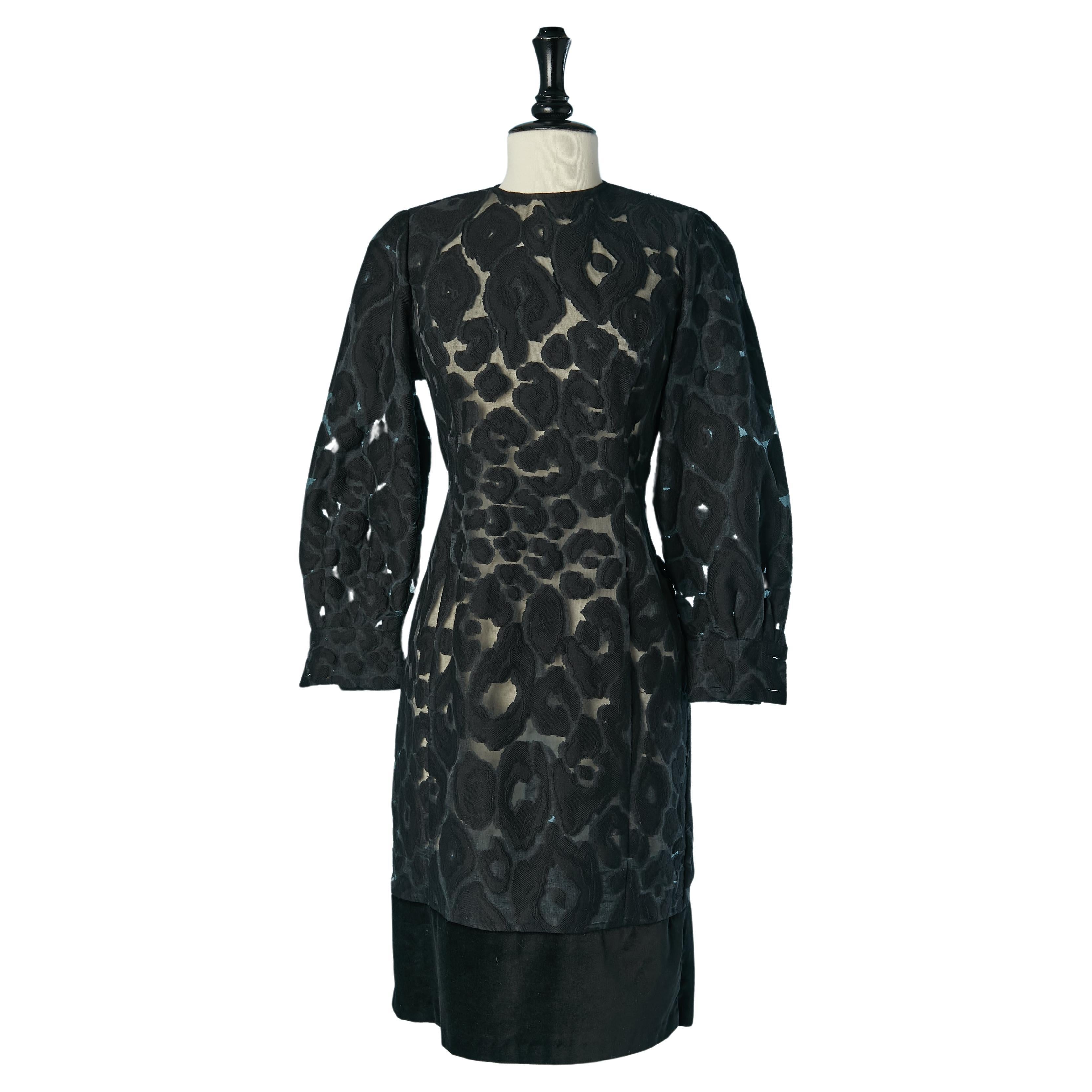 Black see-through cocktail dress made of dévoré and velvet edge VERSACE For Sale