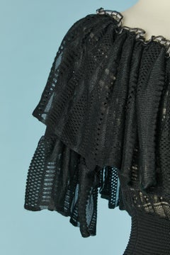 Black see-through cocktail dress with ruffles neckline Alexander McQueen