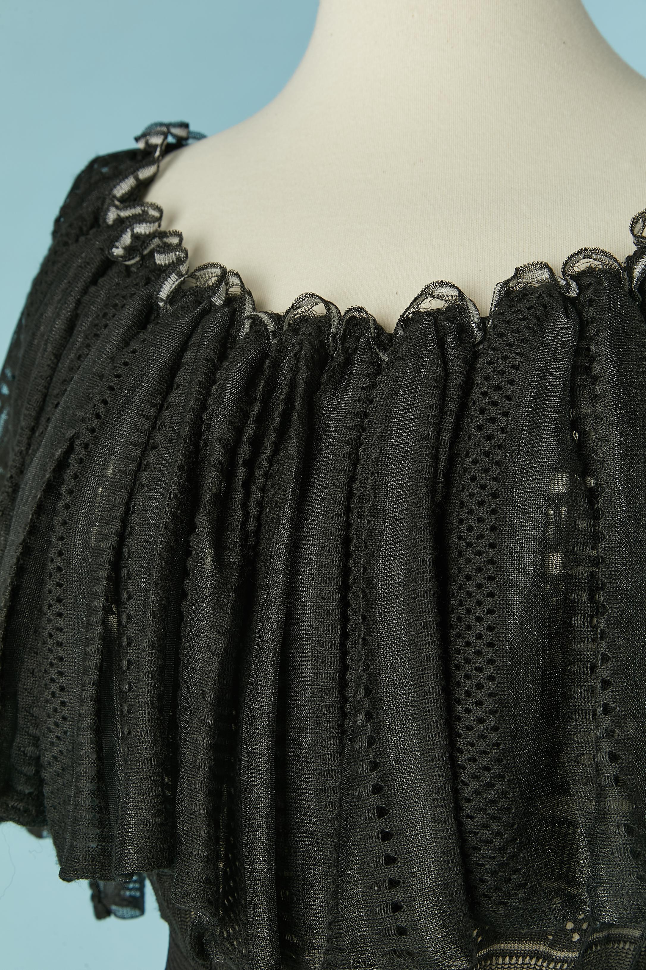 Black see-through cocktail dress with ruffles neckline Alexander McQueen In Excellent Condition For Sale In Saint-Ouen-Sur-Seine, FR