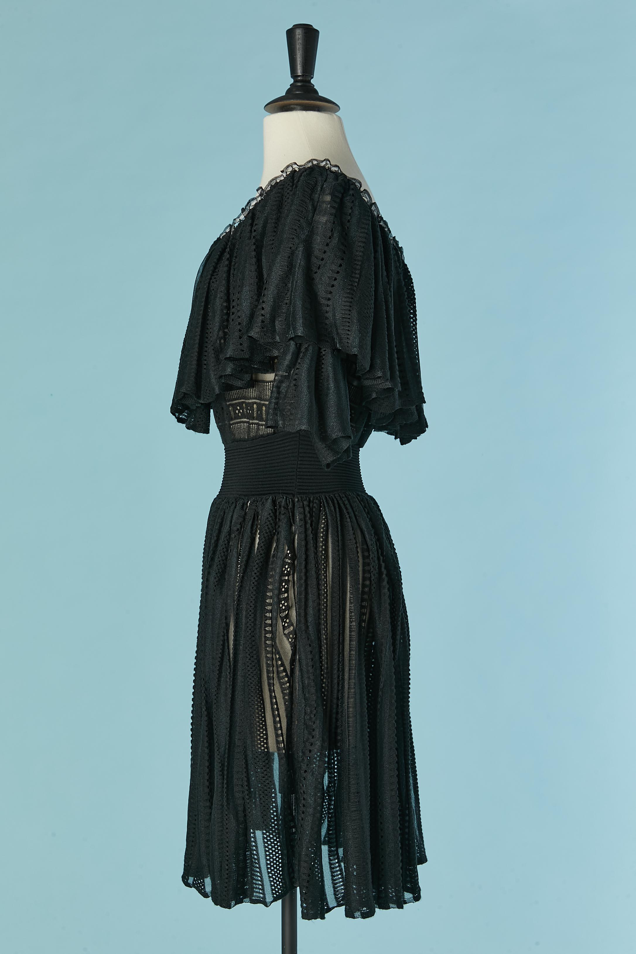 Black see-through cocktail dress with ruffles neckline Alexander McQueen For Sale 2