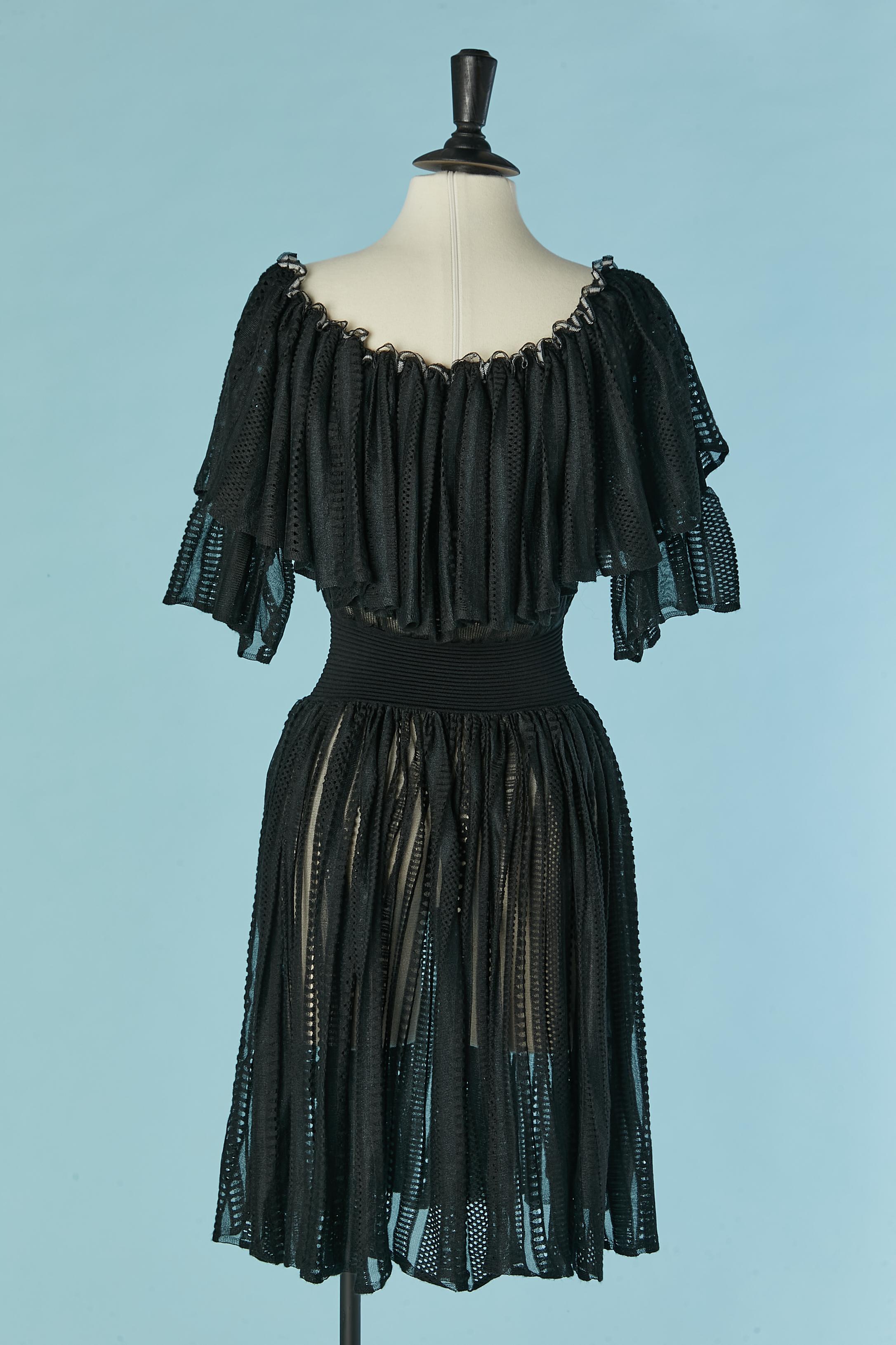 Black see-through cocktail dress with ruffles neckline Alexander McQueen For Sale 3