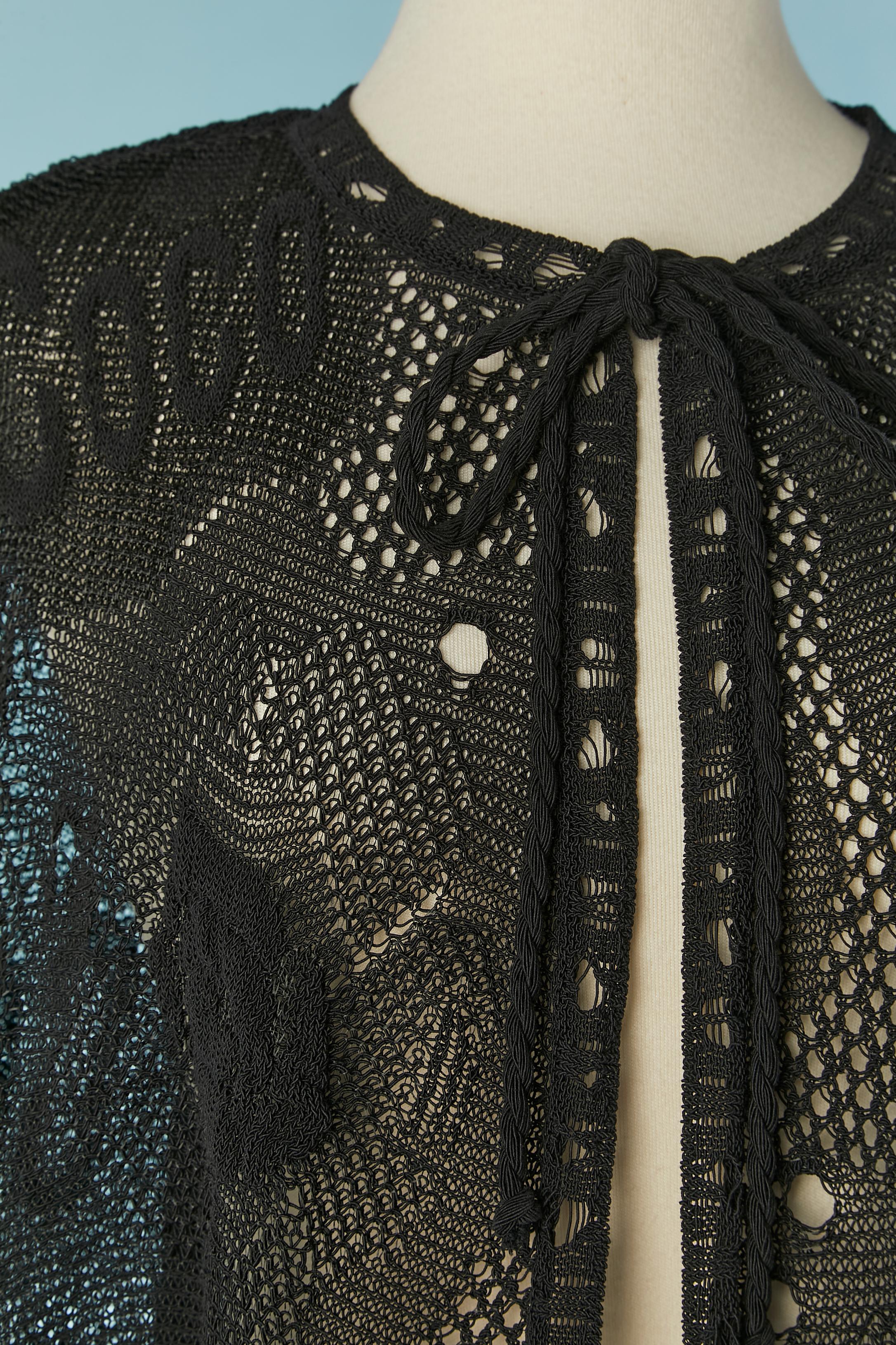 Black see-through crochet cape with pattern 