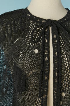 Black see-through crochet cape with pattern CHANEL
