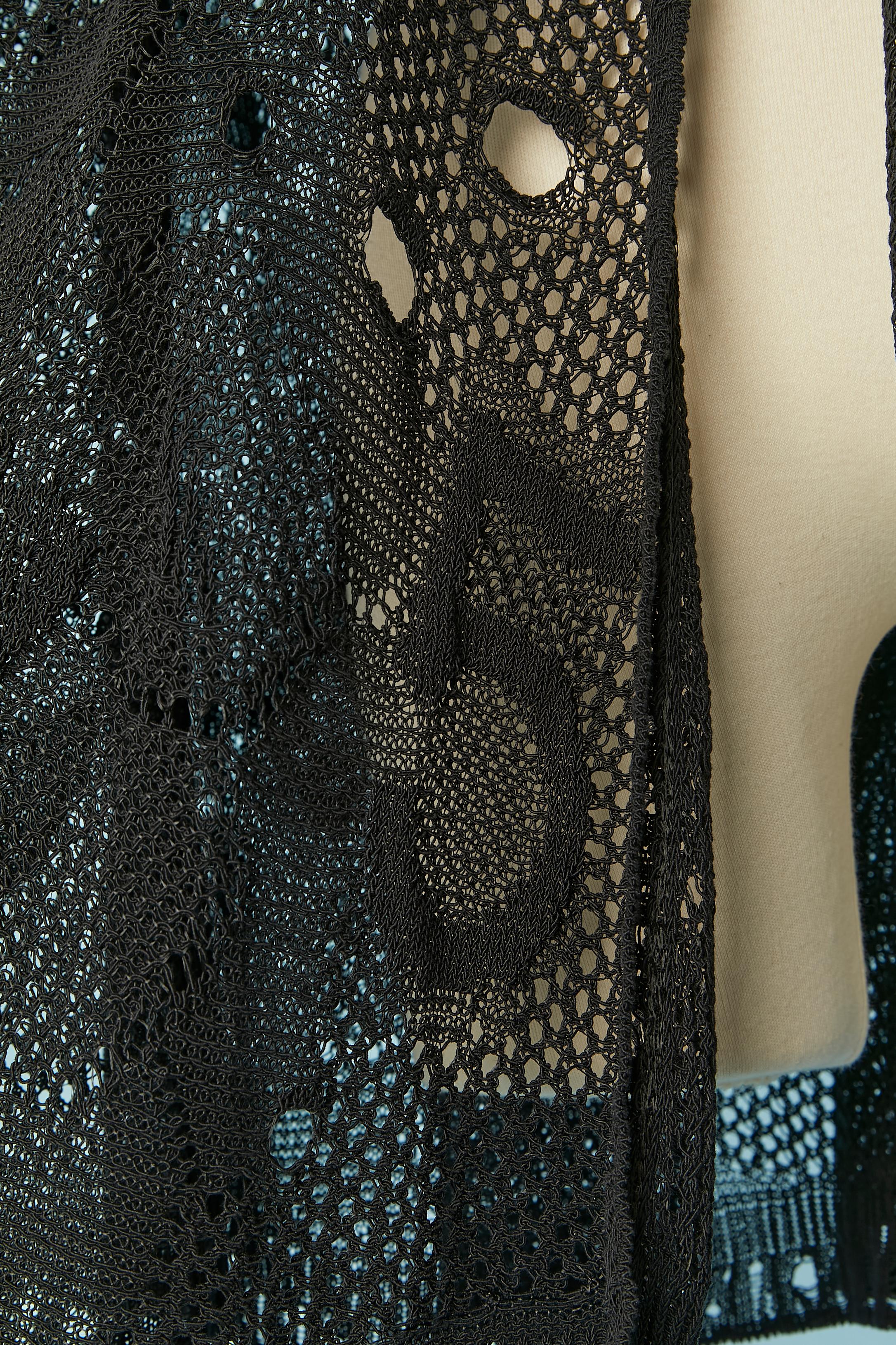 Black see-through crochet cape with pattern CHANEL In Excellent Condition For Sale In Saint-Ouen-Sur-Seine, FR