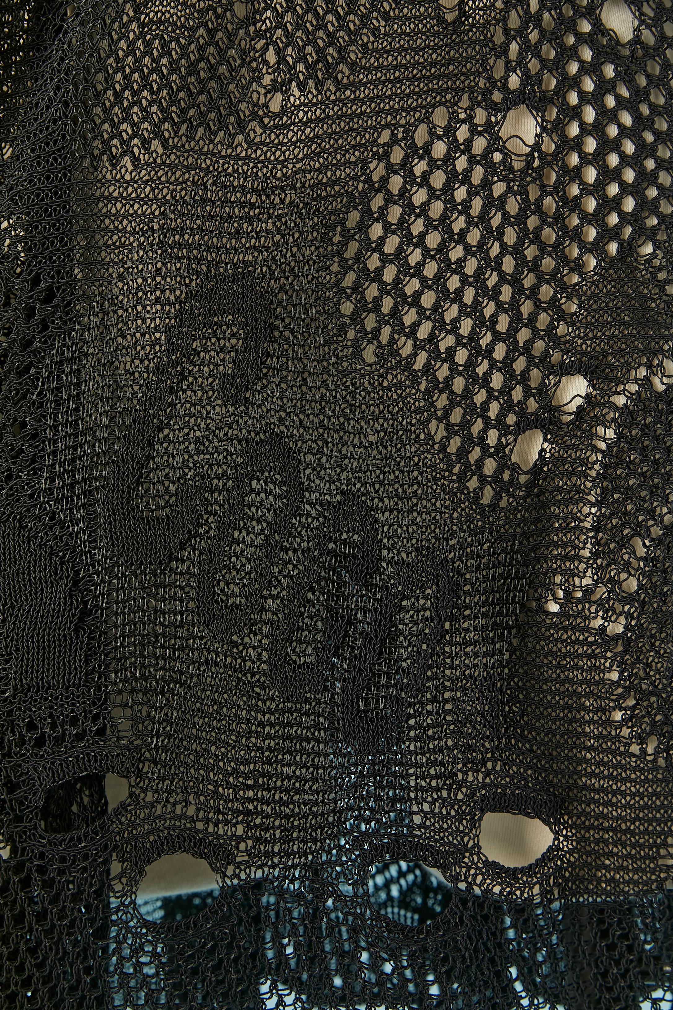 Women's Black see-through crochet cape with pattern CHANEL For Sale