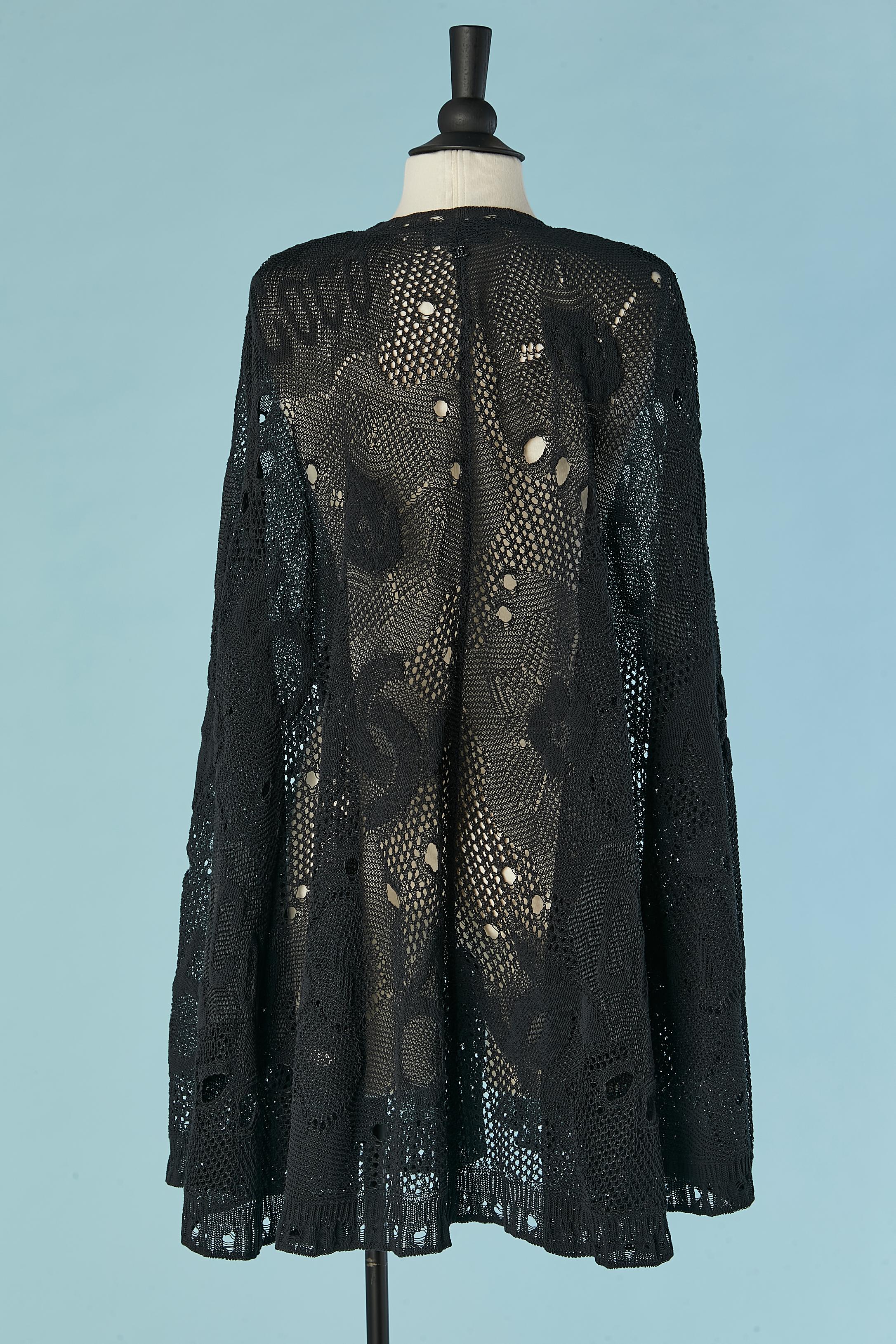 Black see-through crochet cape with pattern CHANEL For Sale 3
