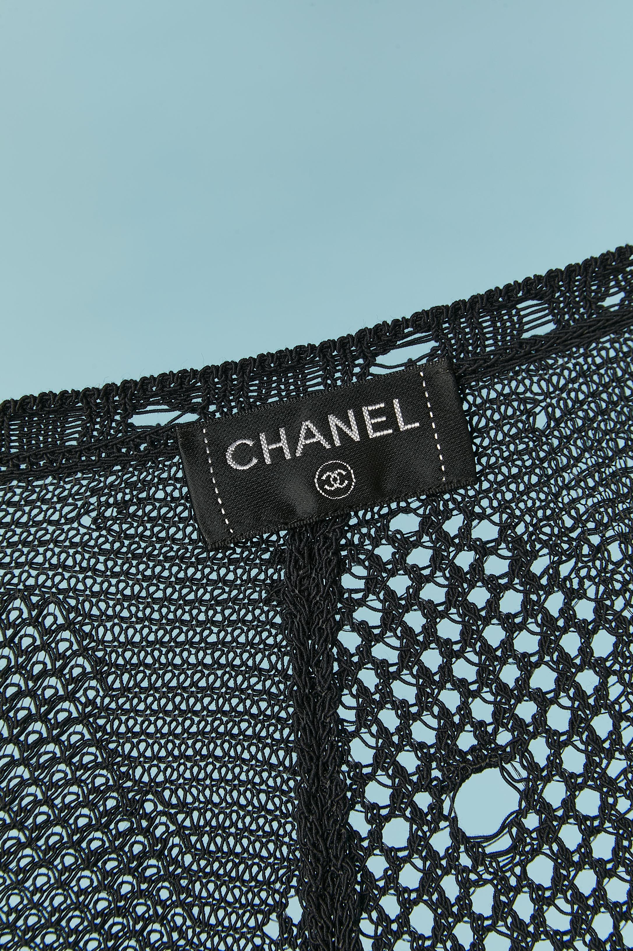 Black see-through crochet cape with pattern CHANEL For Sale 5