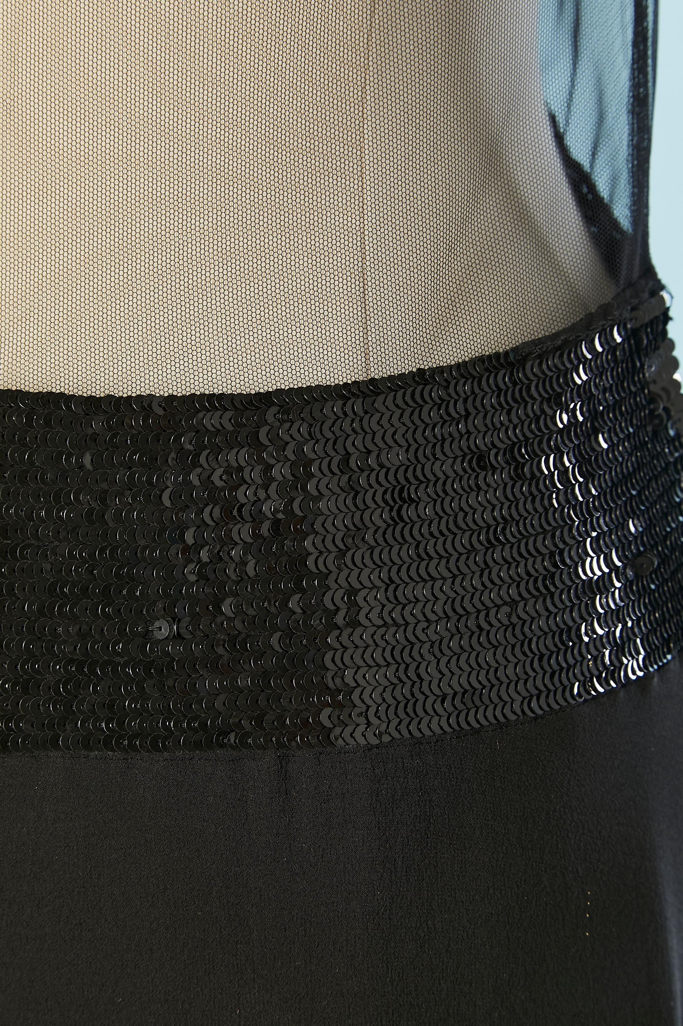 Gai Mattiolo - Robe de soirée noire transparente à sequins noirs et argentés, état neuf  en vente 2