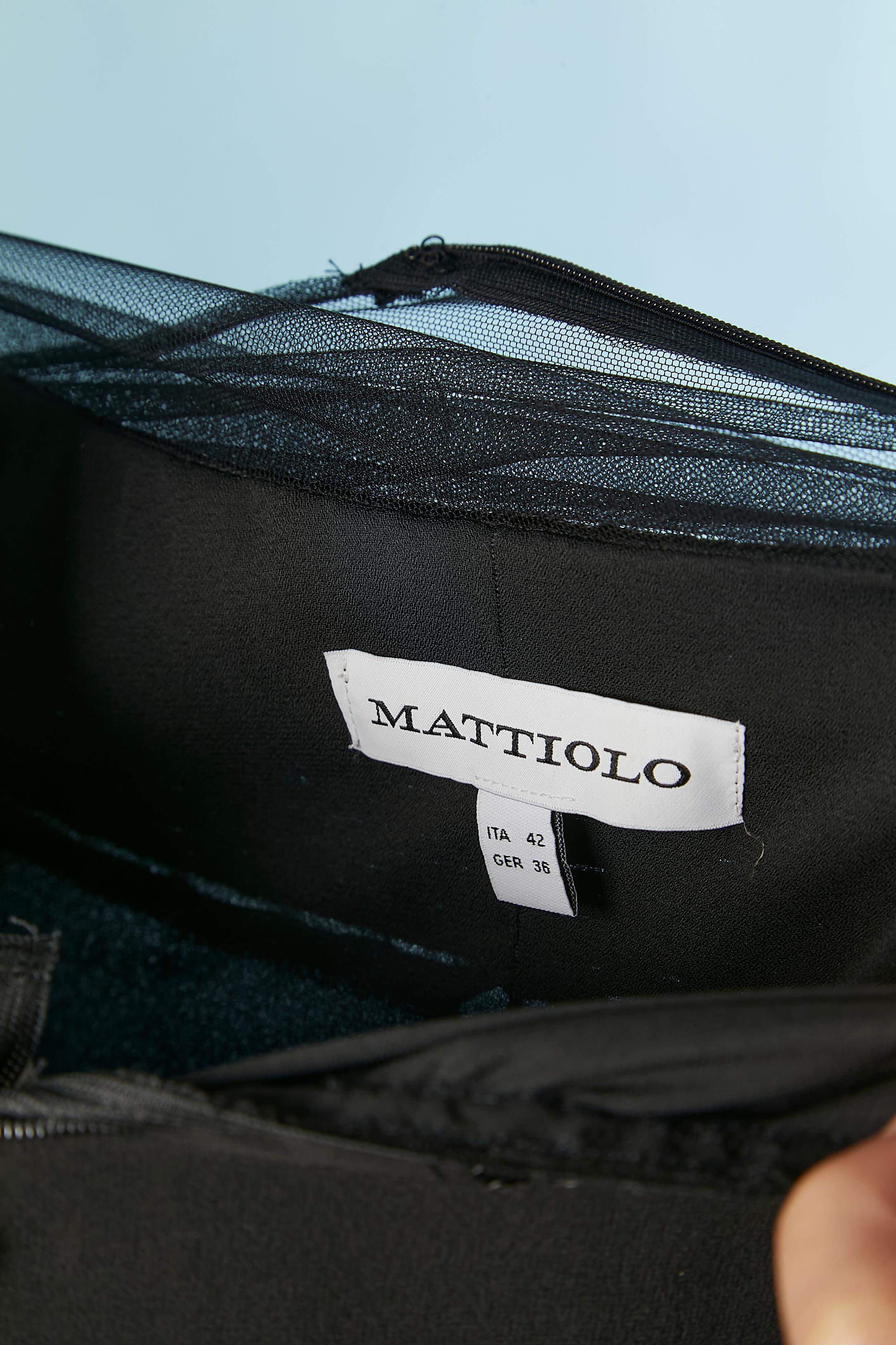 Gai Mattiolo - Robe de soirée noire transparente à sequins noirs et argentés, état neuf  en vente 3