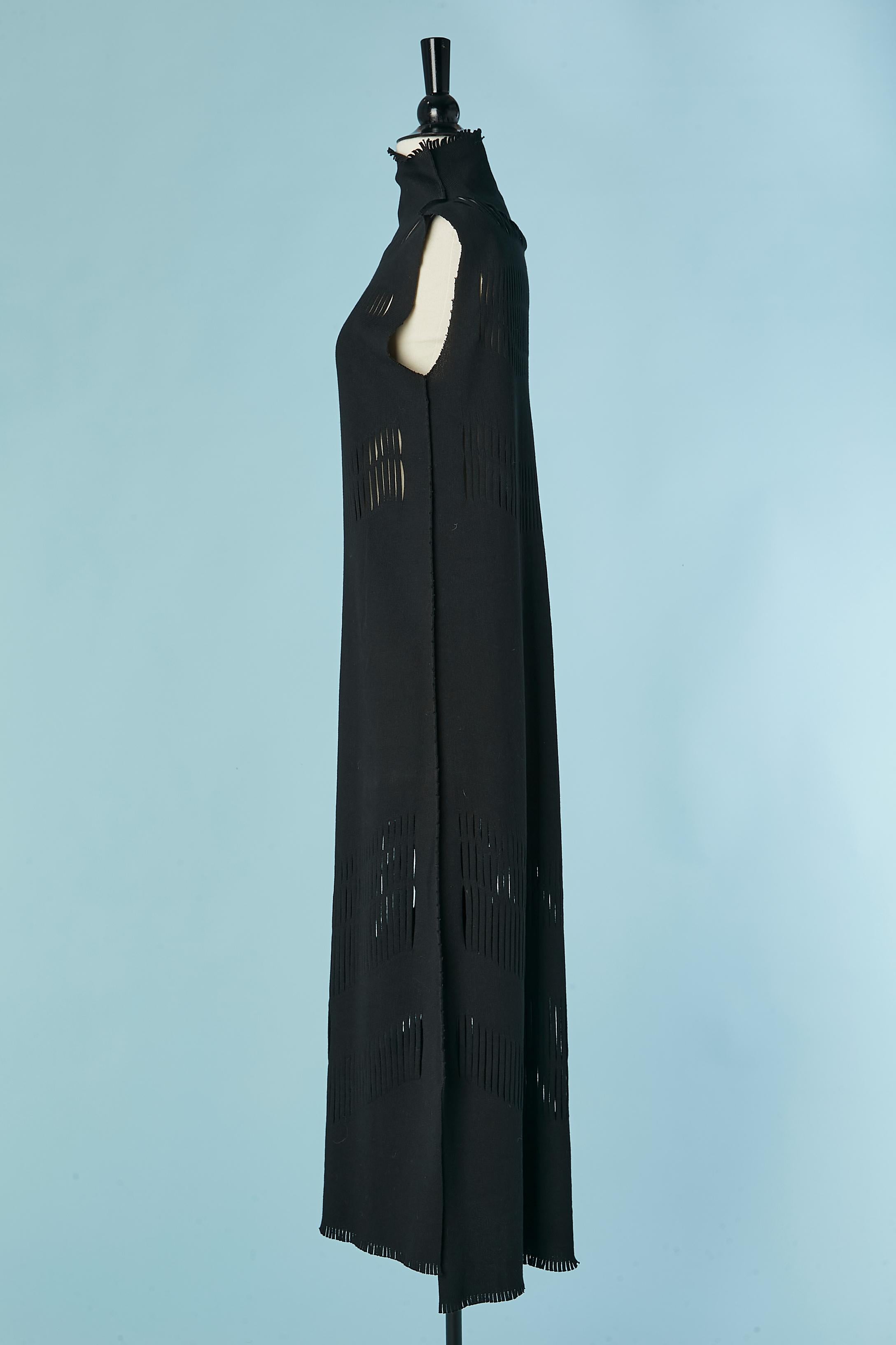 Donna Abito senza maniche in jersey nero trasparente ISSEY MIYAKE in vendita