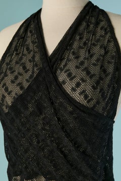 Black see-through lace backless long dress KL by KARL LAGERFELD