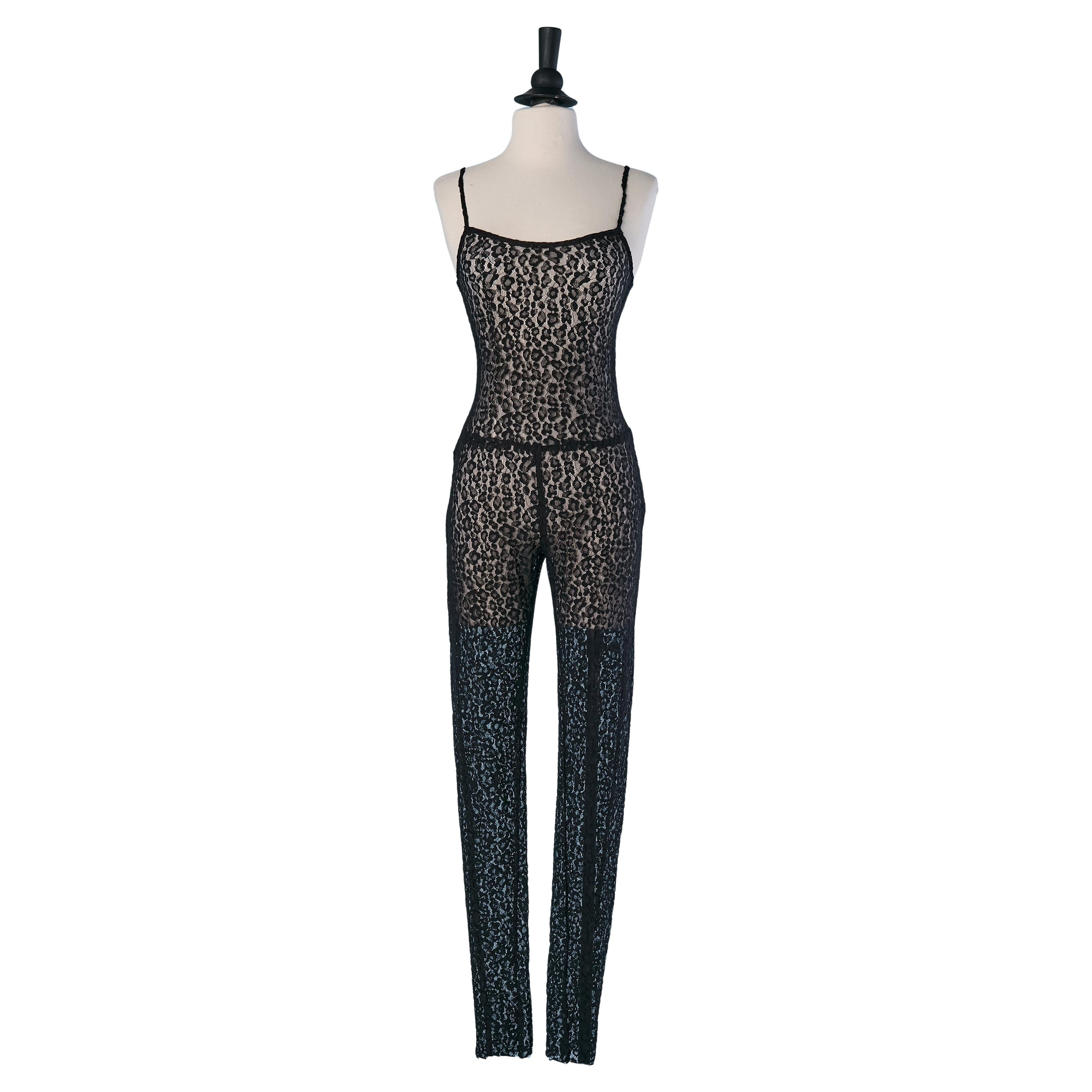Schwarzer Jumpsuit aus durchsichtiger Spitze ALEXANDRE VAUTHIER