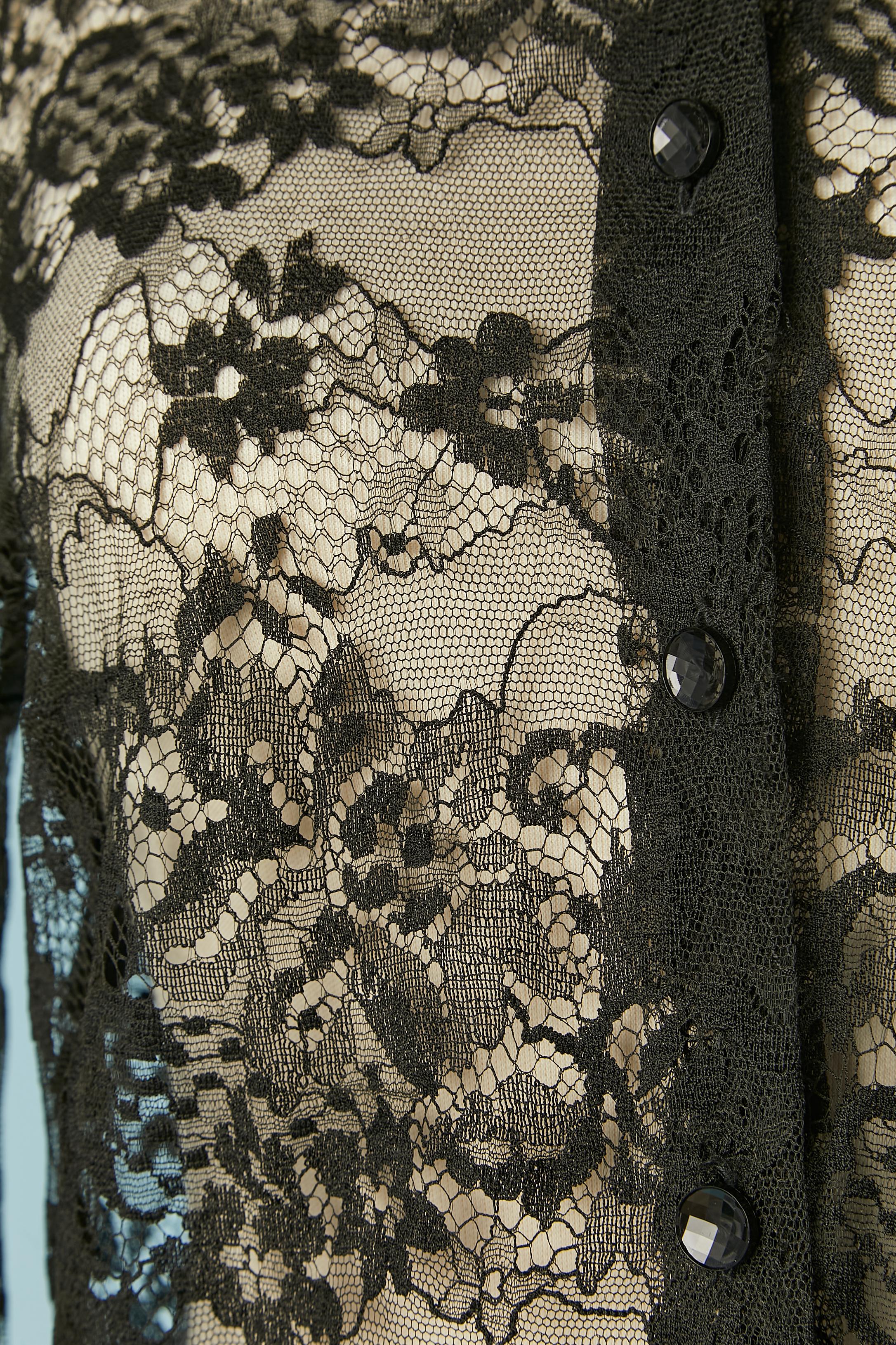 Black see-through lace shirt Versus Gianni Versace In Excellent Condition For Sale In Saint-Ouen-Sur-Seine, FR