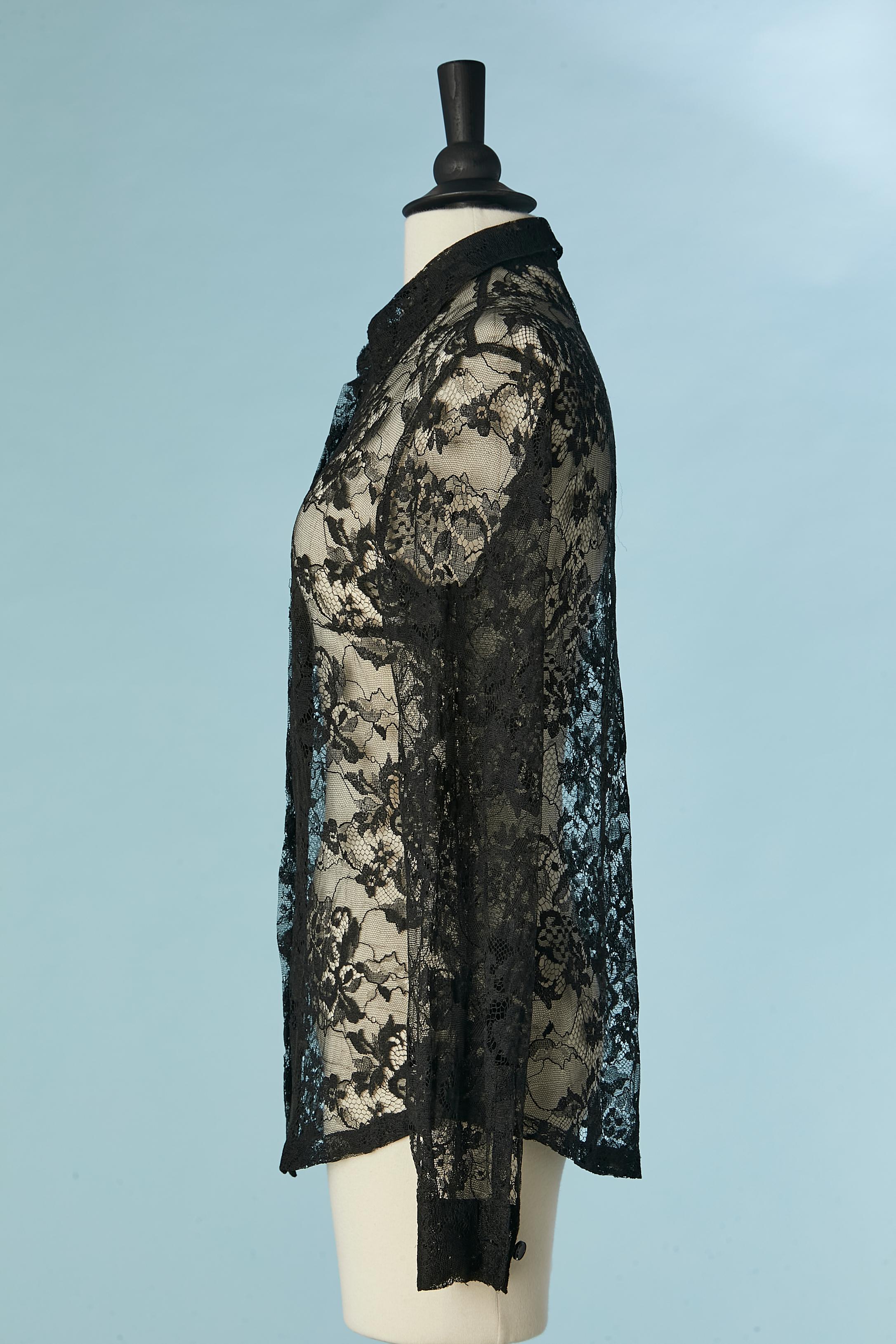 Women's Black see-through lace shirt Versus Gianni Versace For Sale