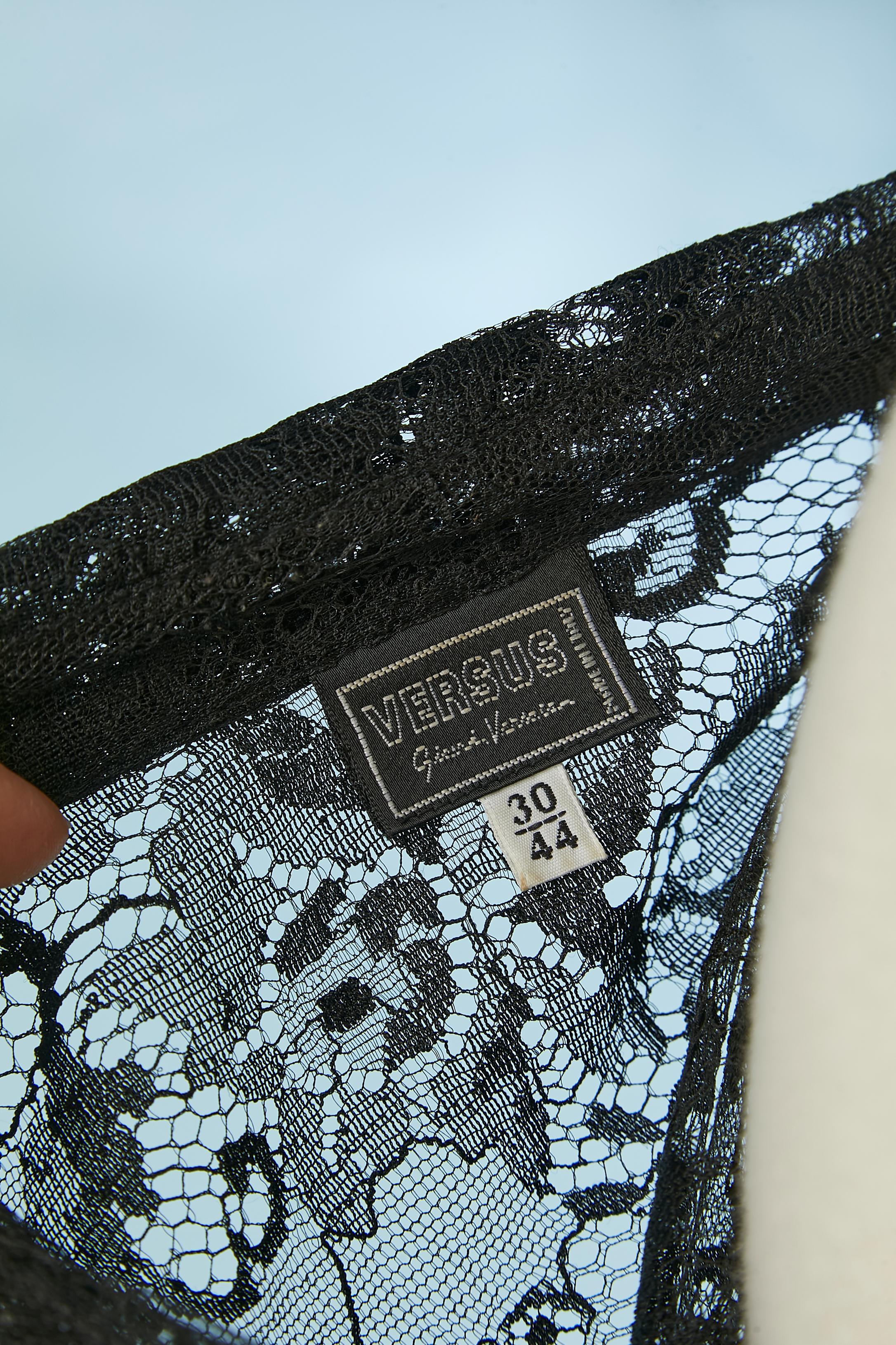 Black see-through lace shirt Versus Gianni Versace For Sale 2