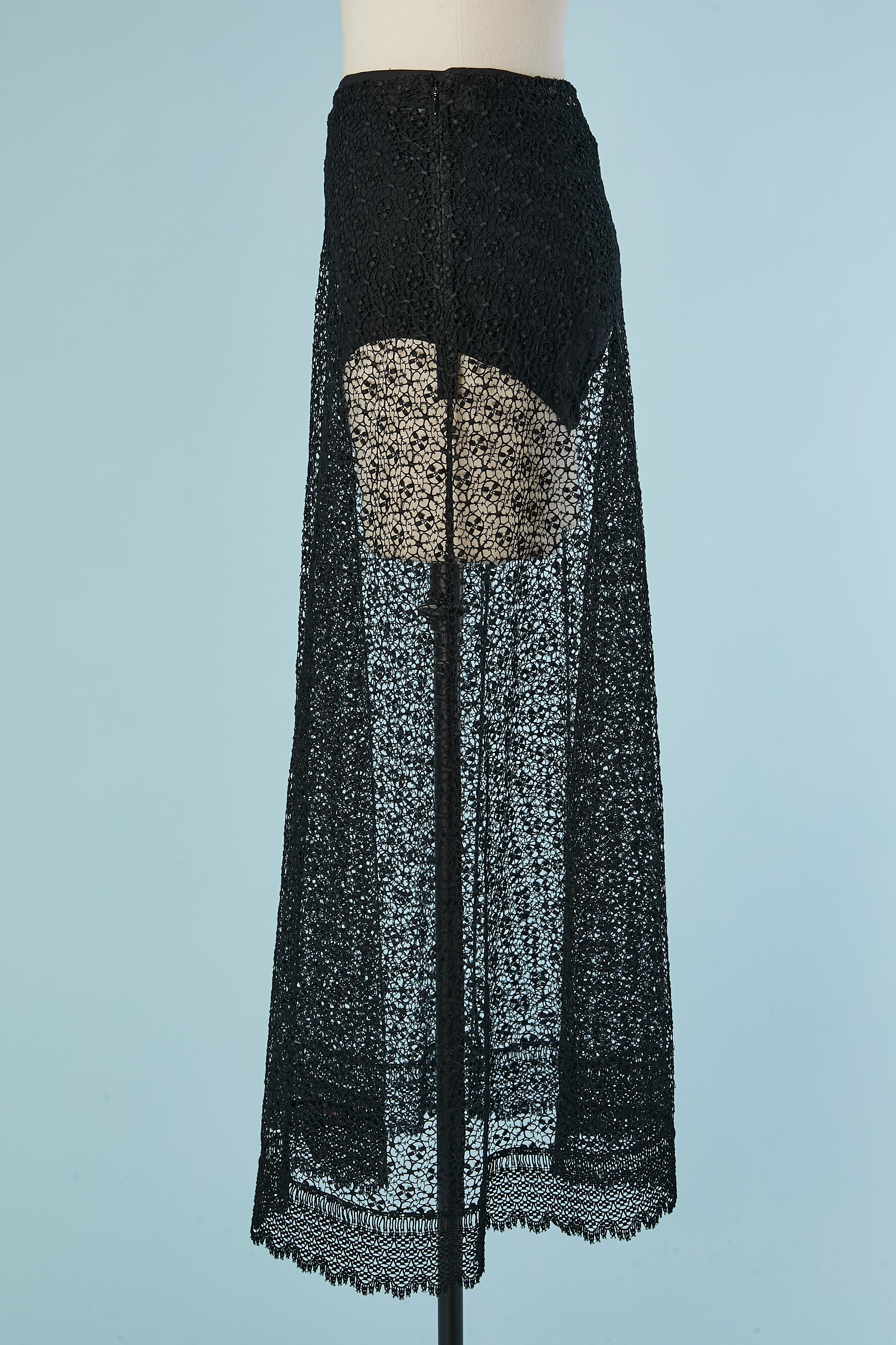 De las mujeres Falda negra de encaje transparente con braguita negra debajo CHRISTIAN DIOR en venta