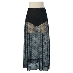 Black see-through lace skirt with black panty underneath CHRISTIAN DIOR