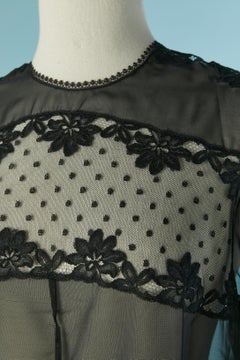 Chemise de nuit noire transparente en nylon et dentelle CHRISTIAN DIOR Lingerie