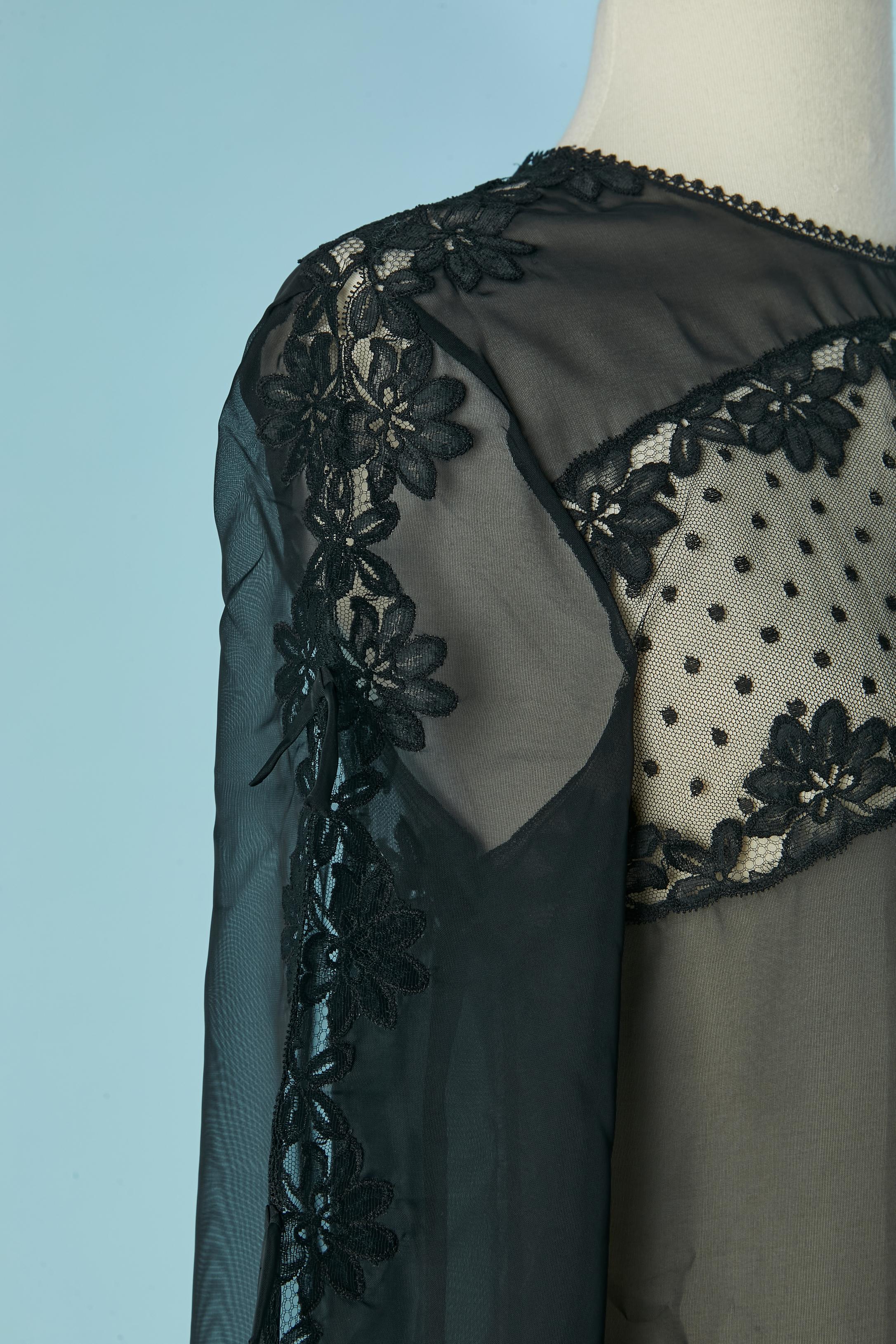 Schwarzes, durchsichtiges Nachthemd aus Nylon und Spitze CHRISTIAN DIOR Lingerie Damen im Angebot