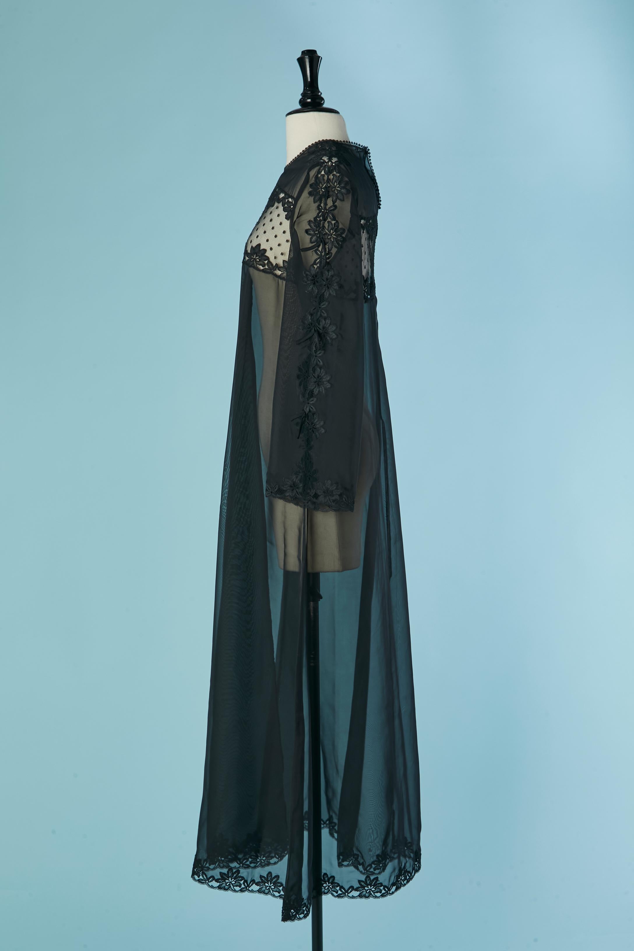 Schwarzes, durchsichtiges Nachthemd aus Nylon und Spitze CHRISTIAN DIOR Lingerie im Angebot 1