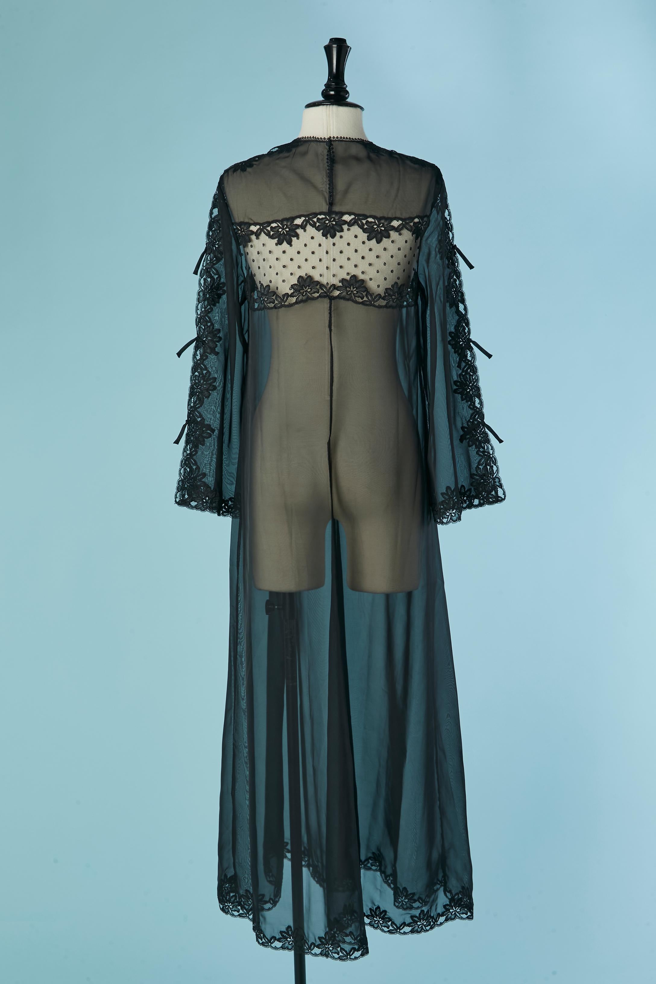 Schwarzes, durchsichtiges Nachthemd aus Nylon und Spitze CHRISTIAN DIOR Lingerie im Angebot 2