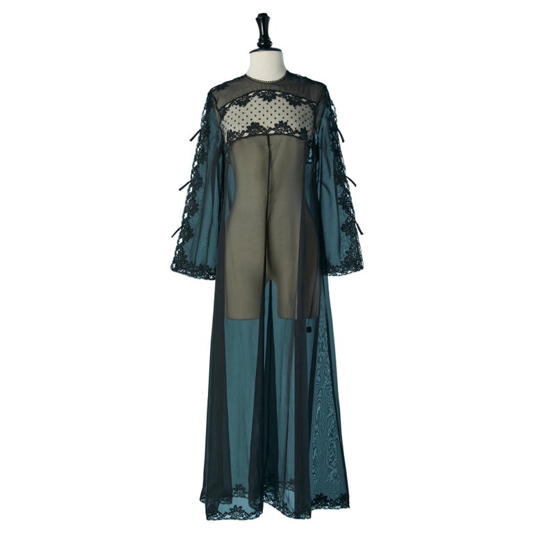 sheer night dresses UAZNegozio Women Girl Long Sleeve Princess Nightgown Lace Sleeping Dress Elegant Dress White at Amazon Women's Clothing store None Length Black see-through nylon and lace