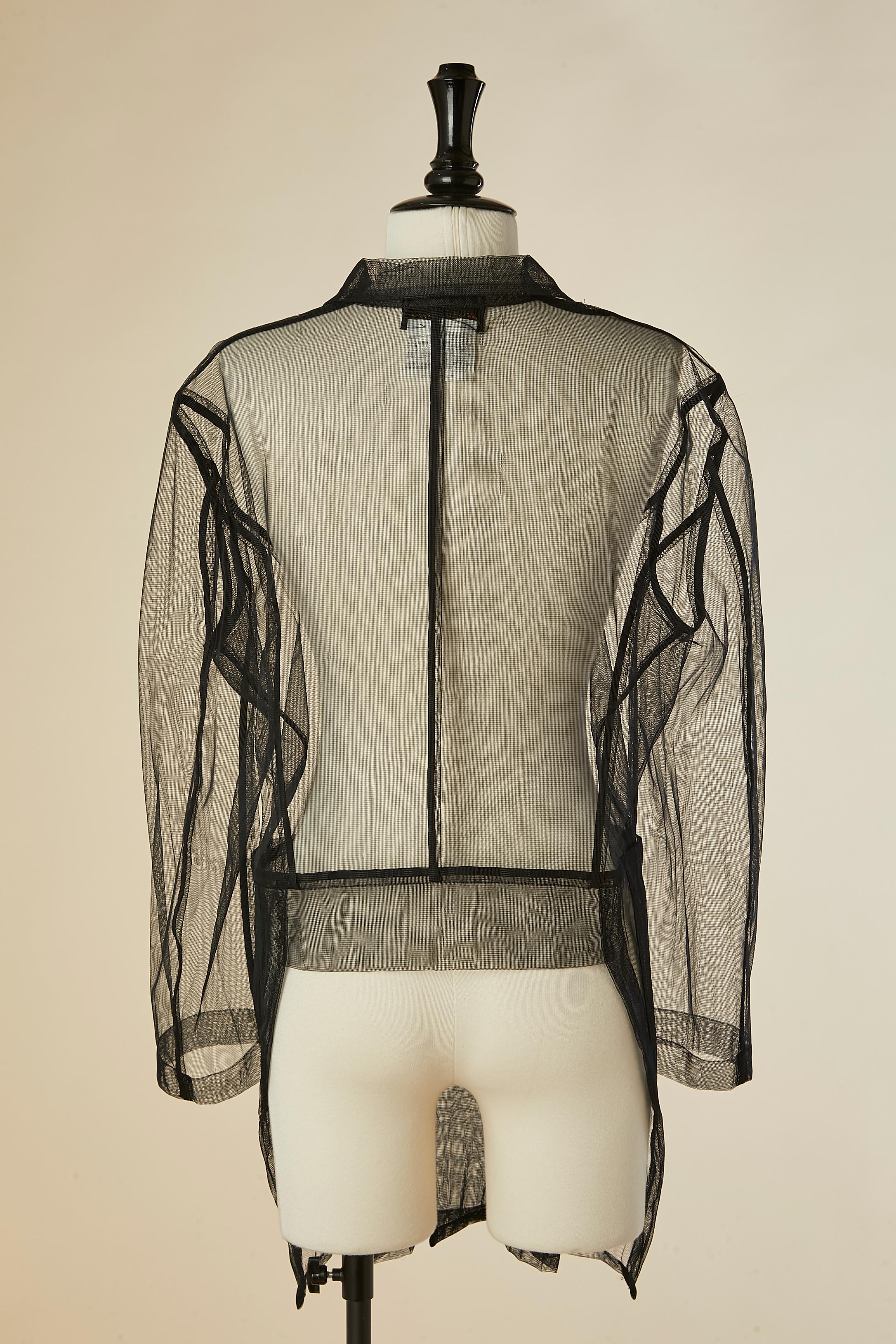 Black see-through nylon tulle double breasted coat COMME DES GARÇONS For Sale 3