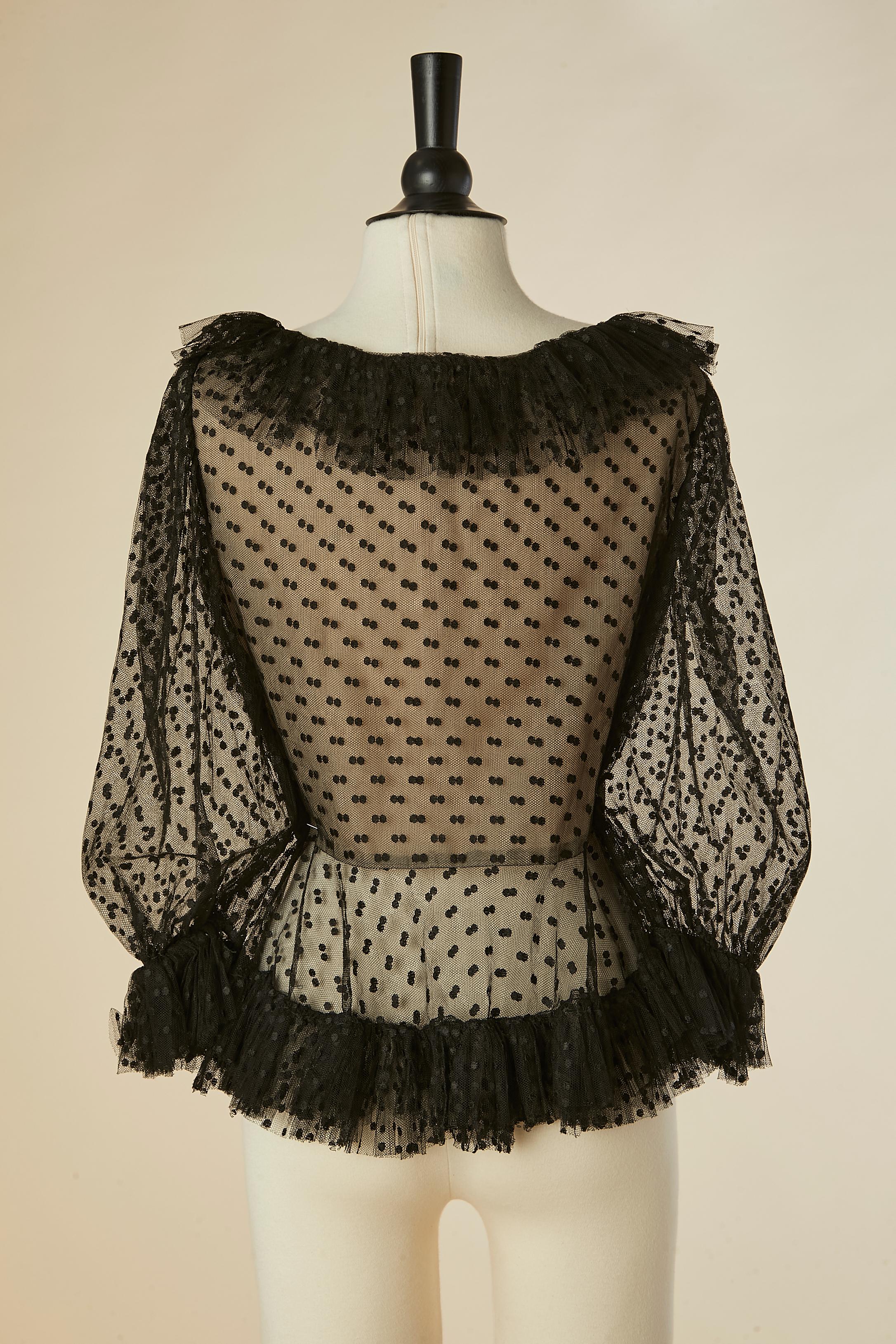 Chemisier en plumetis transparent noir en vente 1