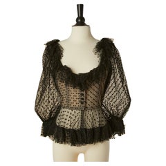 Black see-through plumetis blouse
