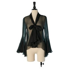 Camicia nera in chiffon di seta trasparente ALEXANDRE Vauthier