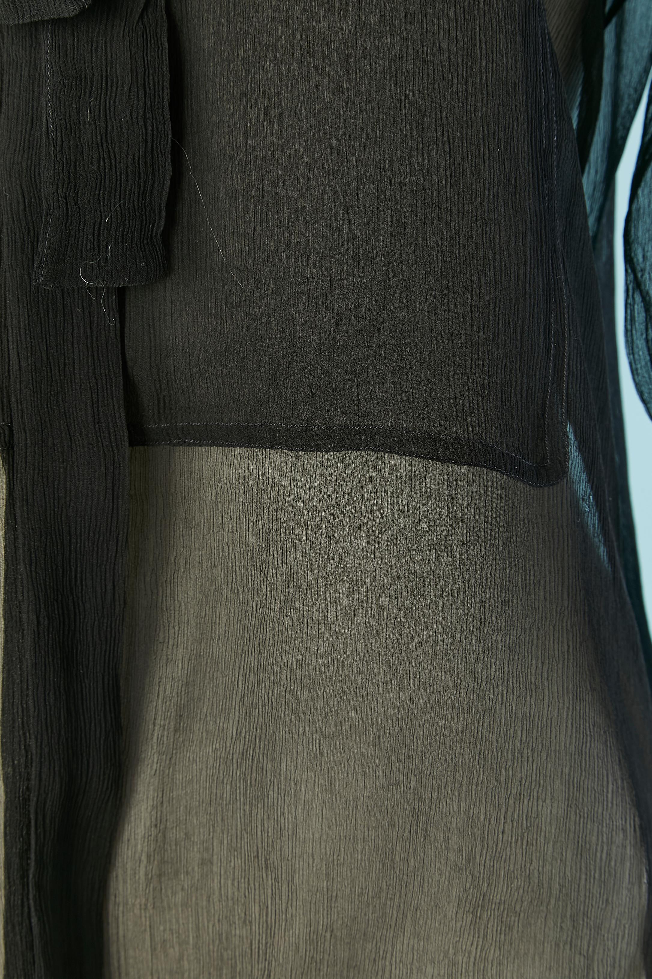 Black see-through silk chiffon shirt with bow tie Christian Dior In Excellent Condition In Saint-Ouen-Sur-Seine, FR