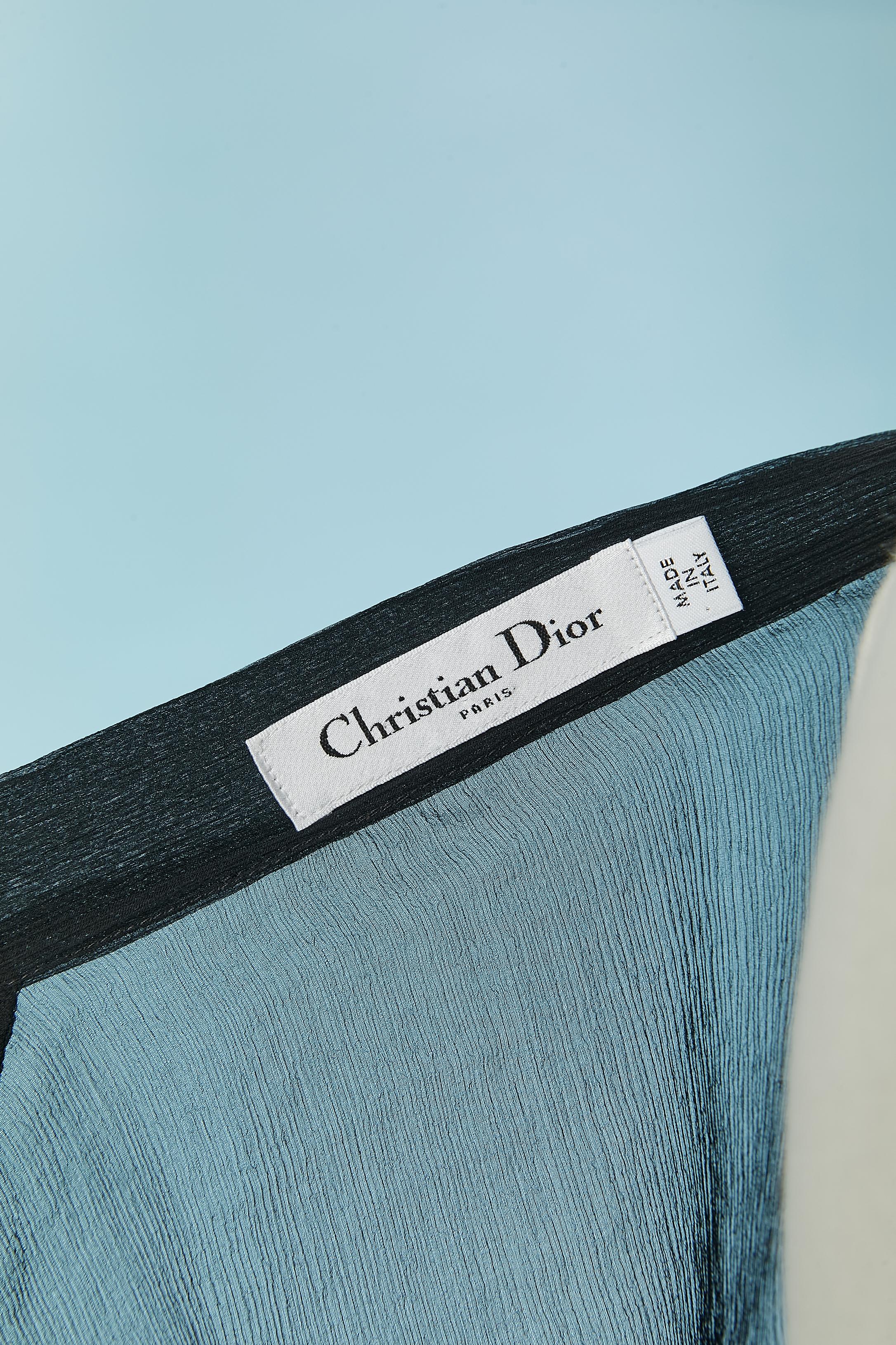 Black see-through silk chiffon shirt with bow tie Christian Dior 2