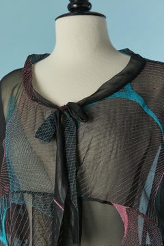 Black see-through silk chiffon shirt with top-stitching embroideries CHLOÉ