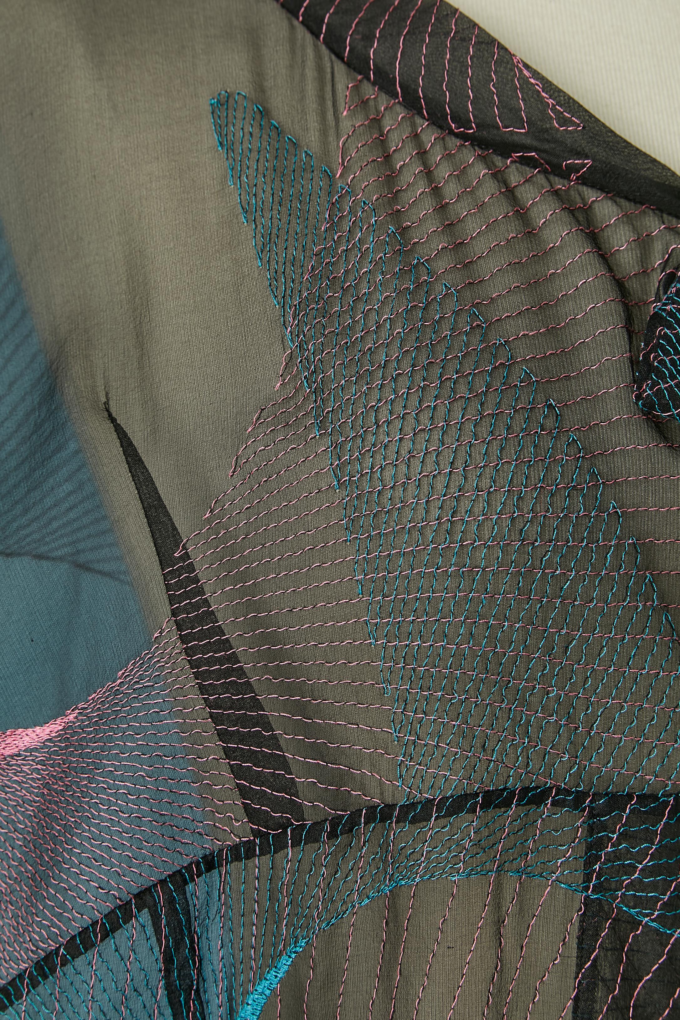 Camisa transparente de gasa de seda negra con bordados en la parte superior CHLOÉ en Bueno estado para la venta en Saint-Ouen-Sur-Seine, FR