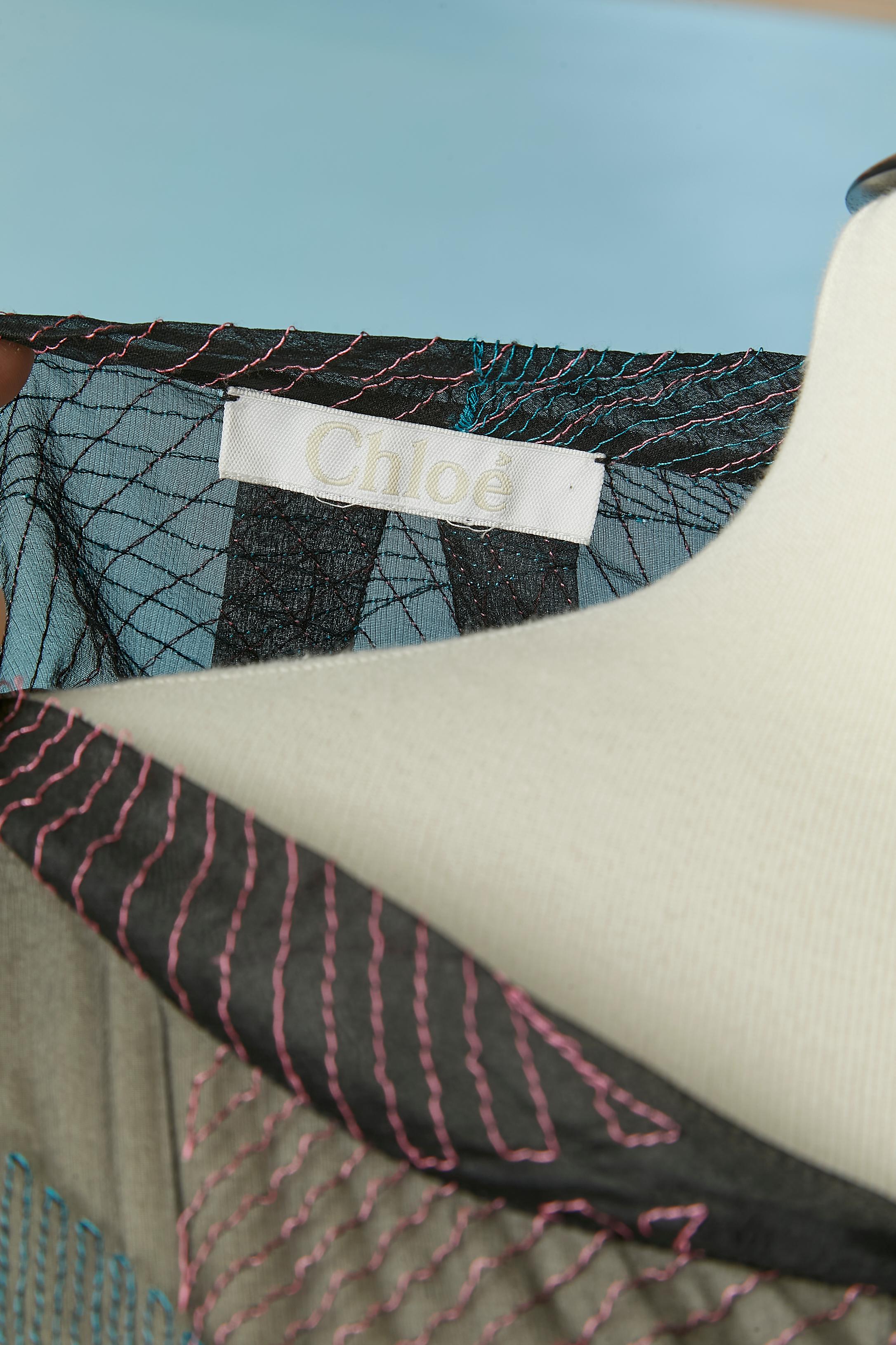 Camisa transparente de gasa de seda negra con bordados en la parte superior CHLOÉ en venta 4