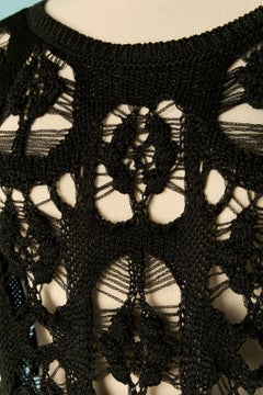 Schwarzes, durchsichtiges Seiden-Strickkleid von Chanel / Paris Ritz 2017