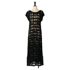 Schwarzes, durchsichtiges Seiden-Strickkleid von Chanel / Paris Ritz 2017