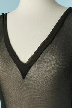 T-shirt nera See One elasticizzata a manica lunga Jean Paul Gaultier Jeans
