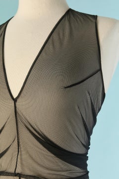 Robe drapée en tulle extensible noir transparent Alexandre Vauthier COUTURE