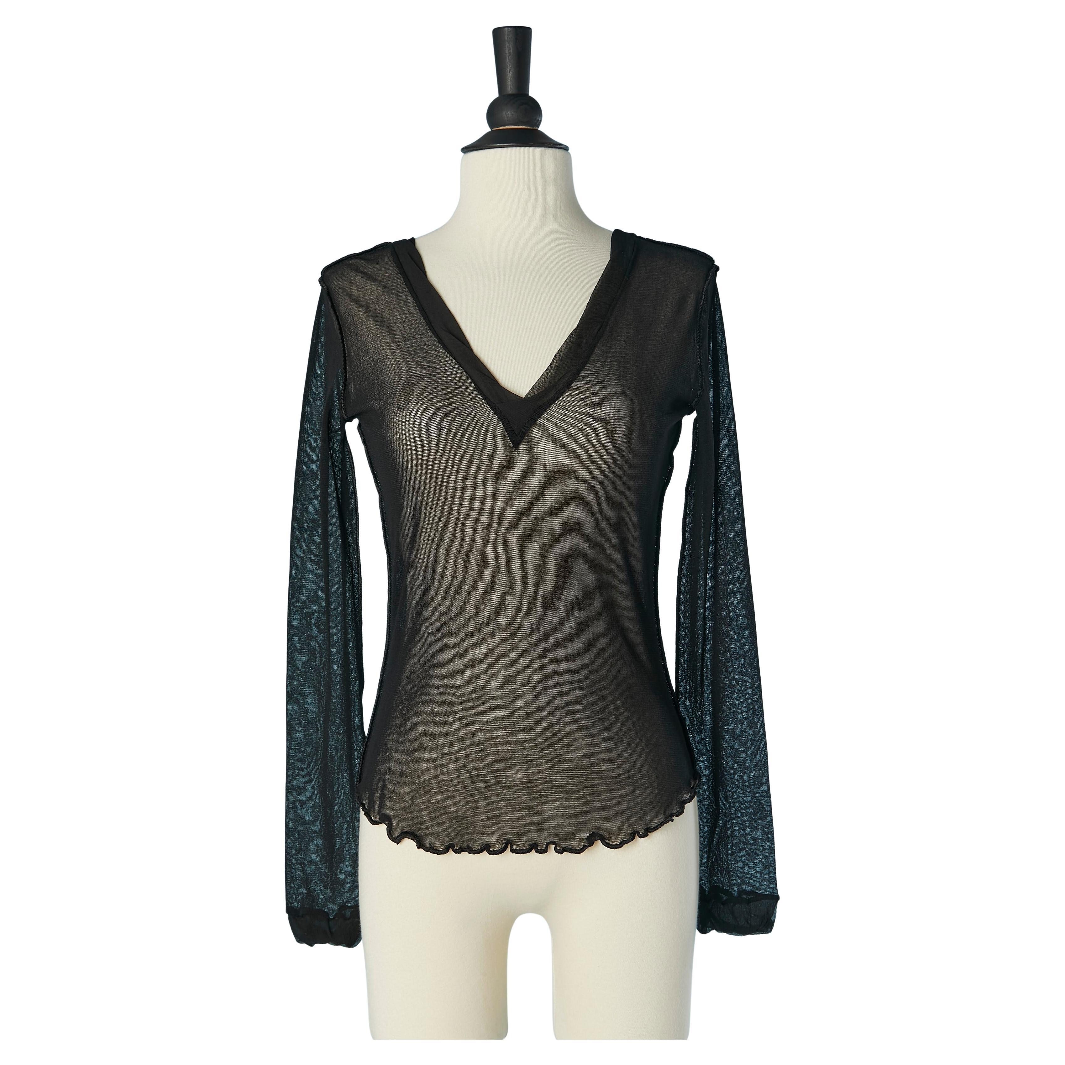 Tul elástico transparente negro JEAN-PAUL GAULTIER Maille en venta