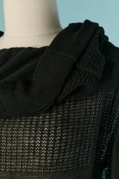Black see-through sweater with large turtle neck PIERRE CARDIN