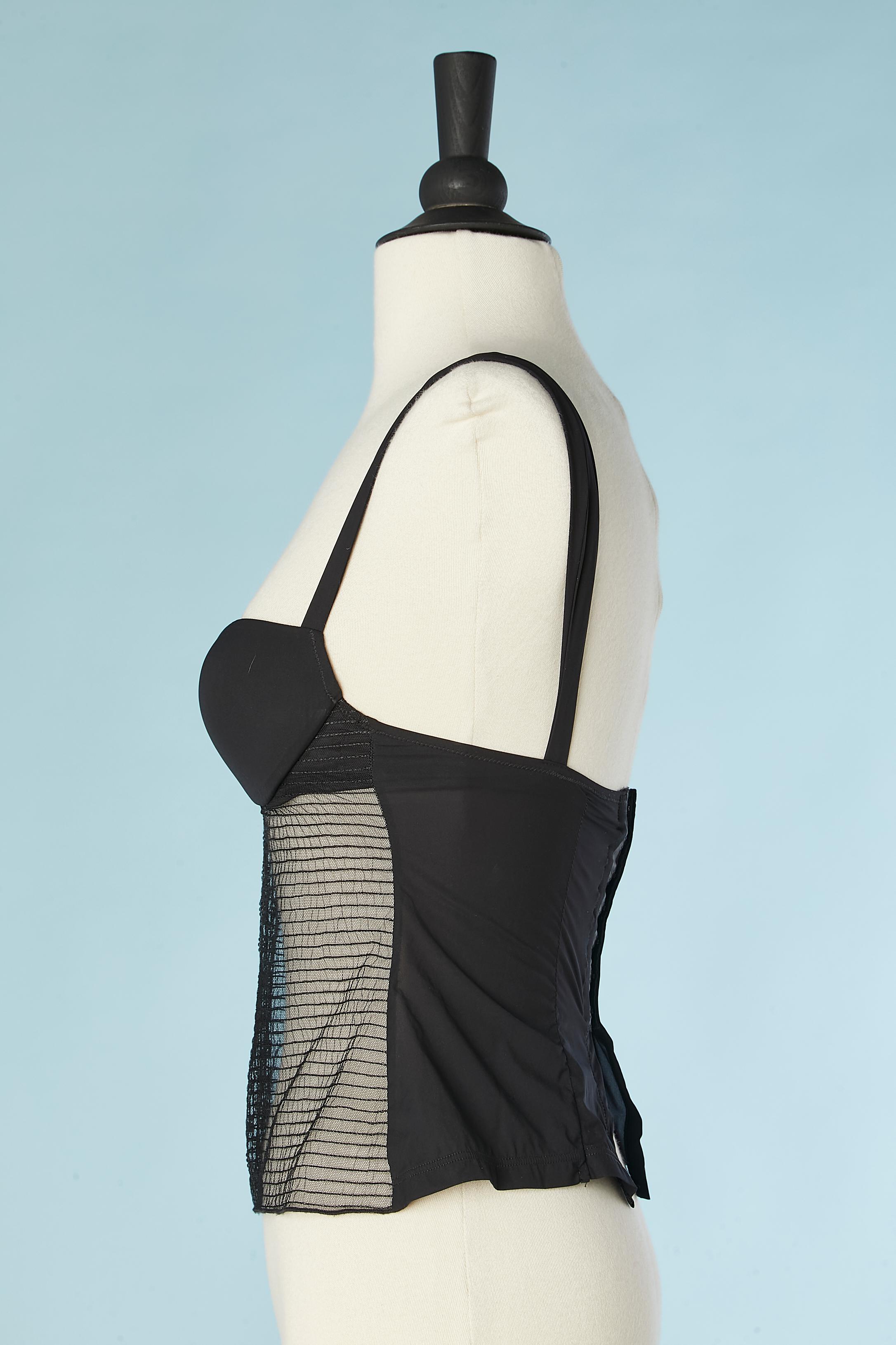 Black see-through tulle bustier with black rhinestone La Perla In Excellent Condition For Sale In Saint-Ouen-Sur-Seine, FR